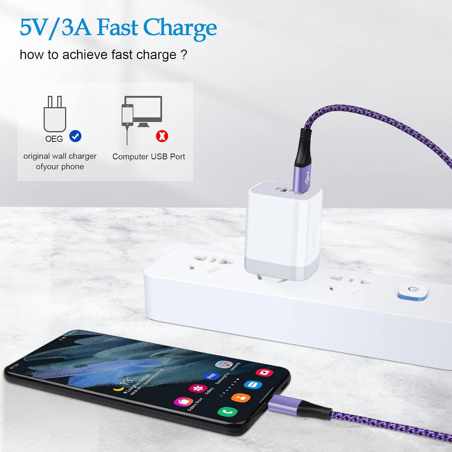 Cable USB Tipo C Carga Rápida 1.83m 2-Pack Kdiemees