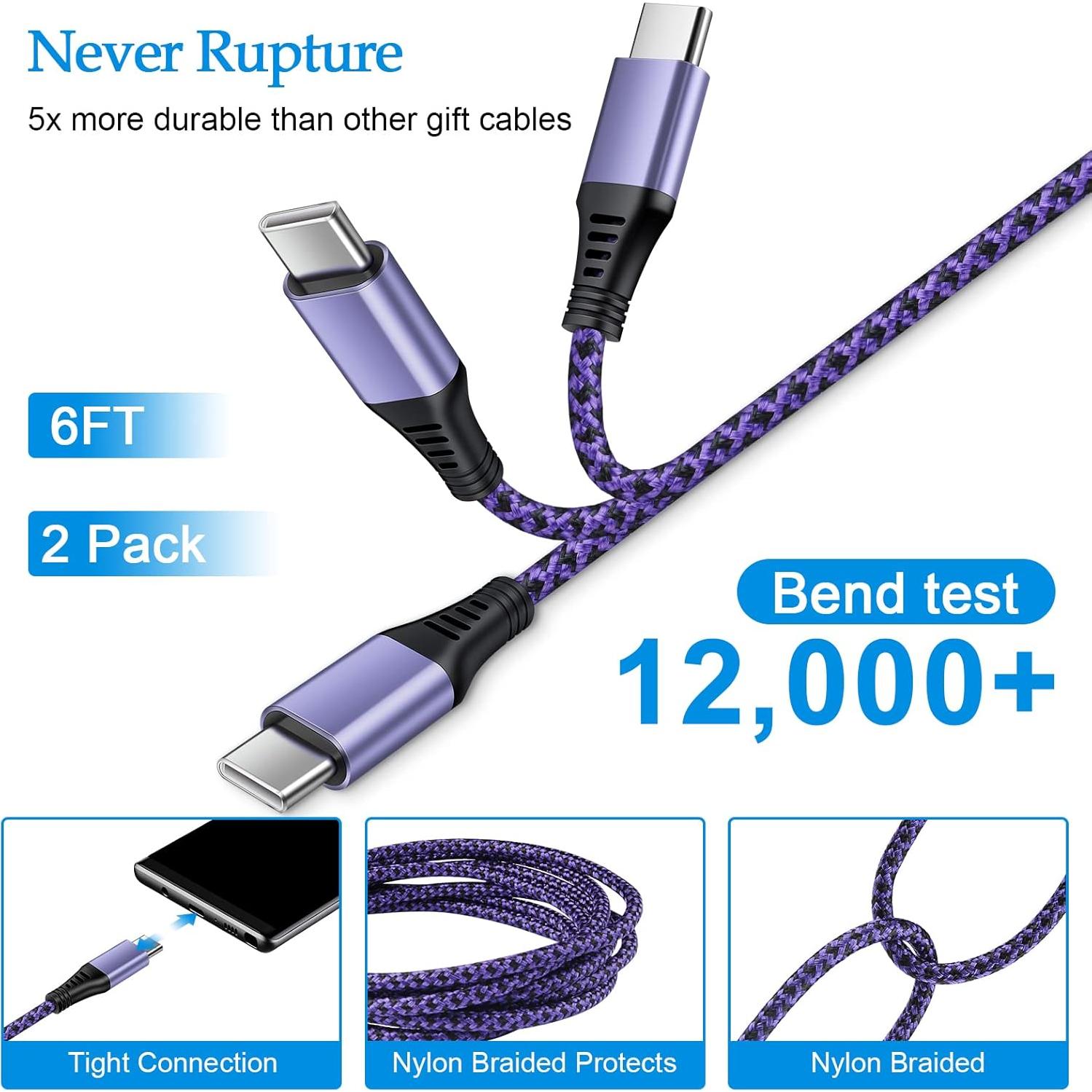 Cable USB Tipo C Carga Rápida 1.83m 2-Pack Kdiemees