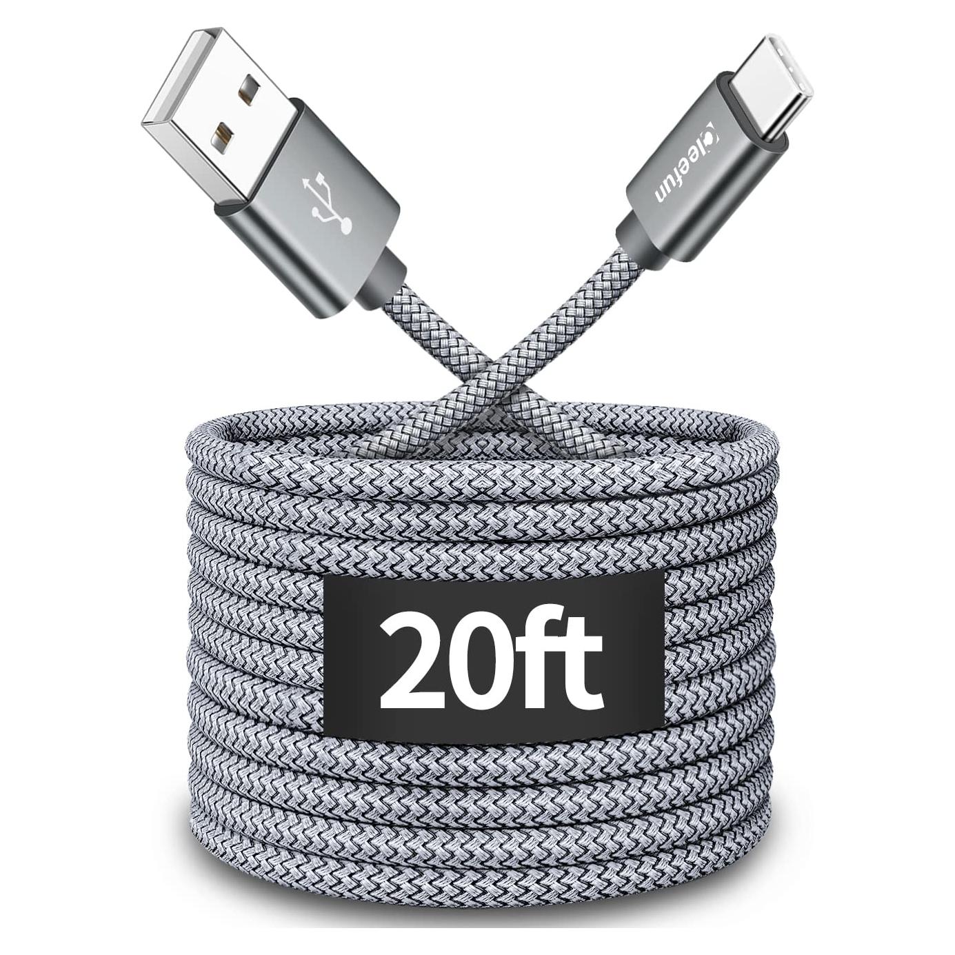 Cable USB Tipo C 6m CLEEFUN Carga Rápida 3A Gris