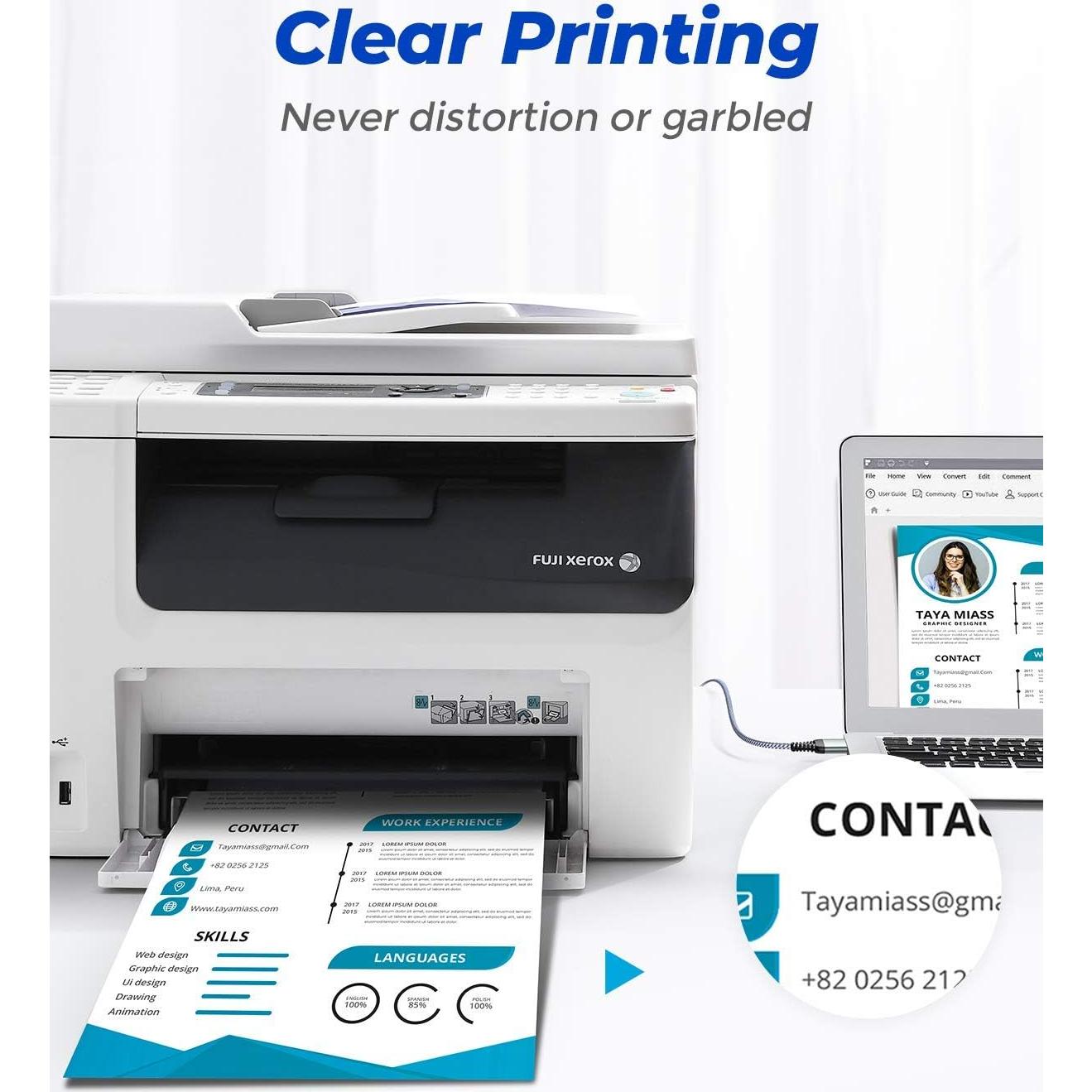 Cable de Impresora USB A a B AINOPE 3m Gris Trenzado Alta Velocidad