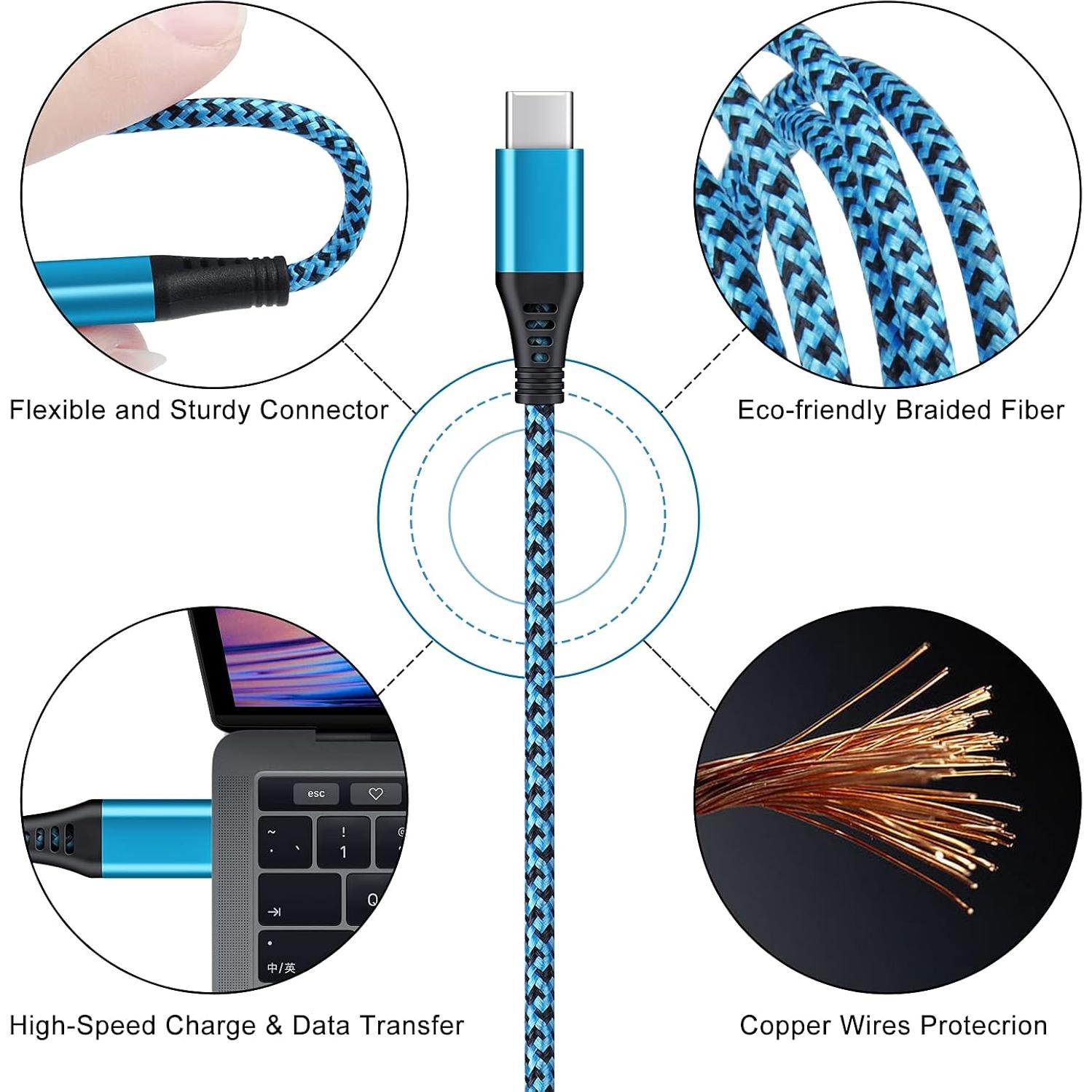 Cargador USB Tipo C Rápido NonoUV 1.83m 2Pack para Samsung