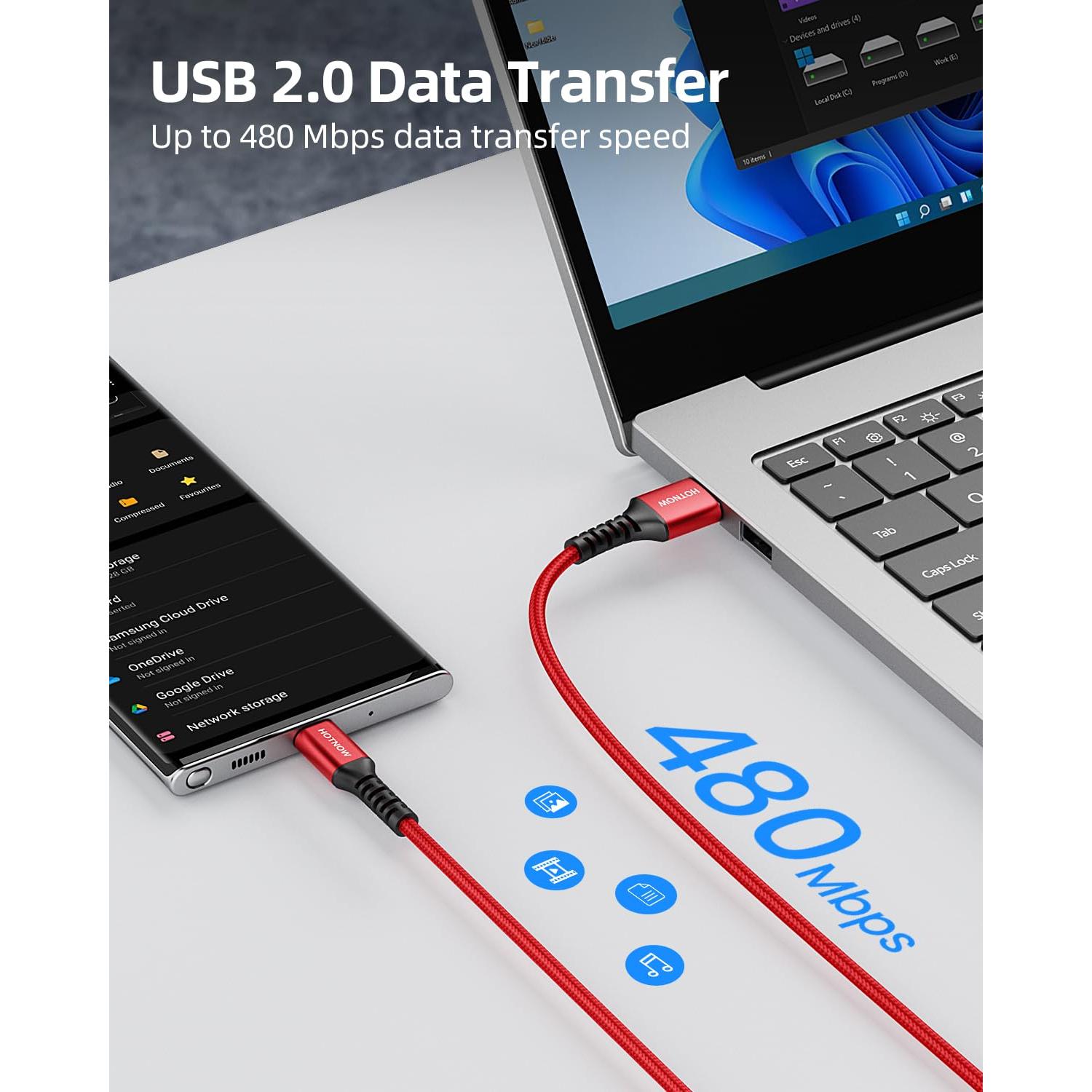 Cable USB C Corto 1ft HOTNOW Trenzado Nylon Carga Rápida
