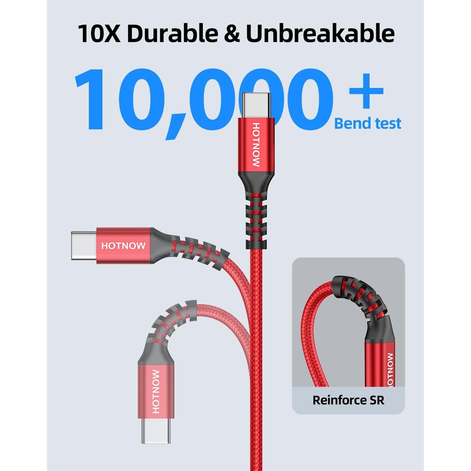 Cable USB C Corto 1ft HOTNOW Trenzado Nylon Carga Rápida
