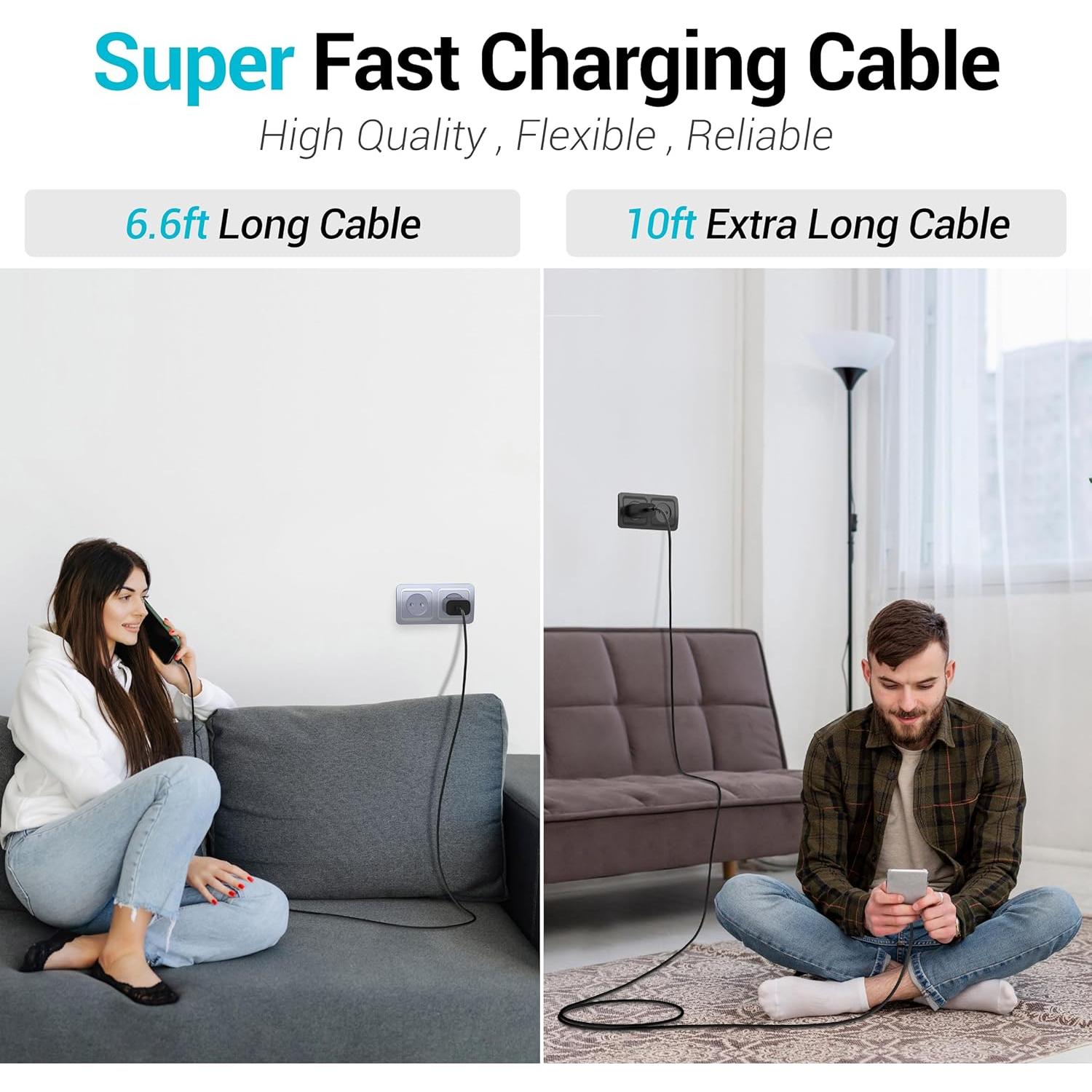 Cargador Rápido USB C 25W Samsung + 2 Cables 1.83m y 3.05m