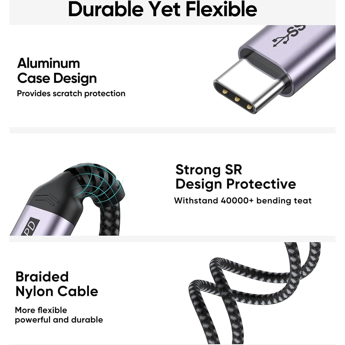 Cable Extensión USB C 2m DteeDck 100W 10Gbps 4K