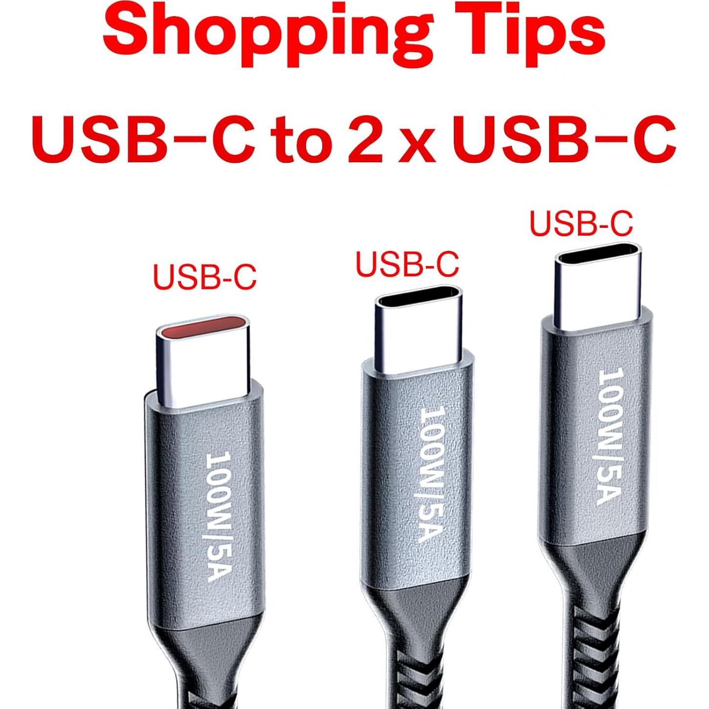 Cable USB-C 2-en-1 100W 1.2m Awnuwuy Carga Rápida Dual
