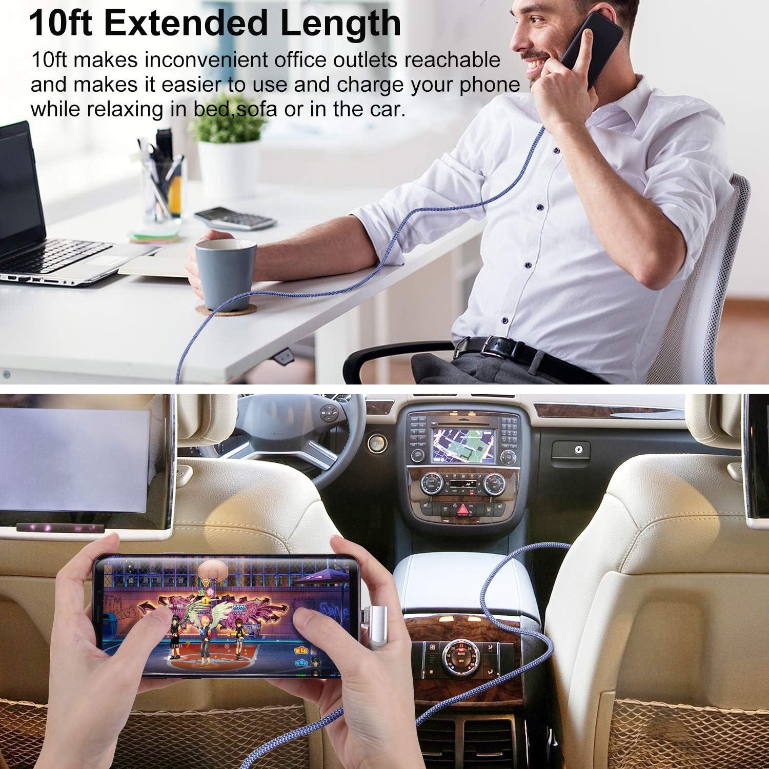 Cable USB C Pofesun 3m Carga Rápida 3A Ángulo Recto 3 Pack