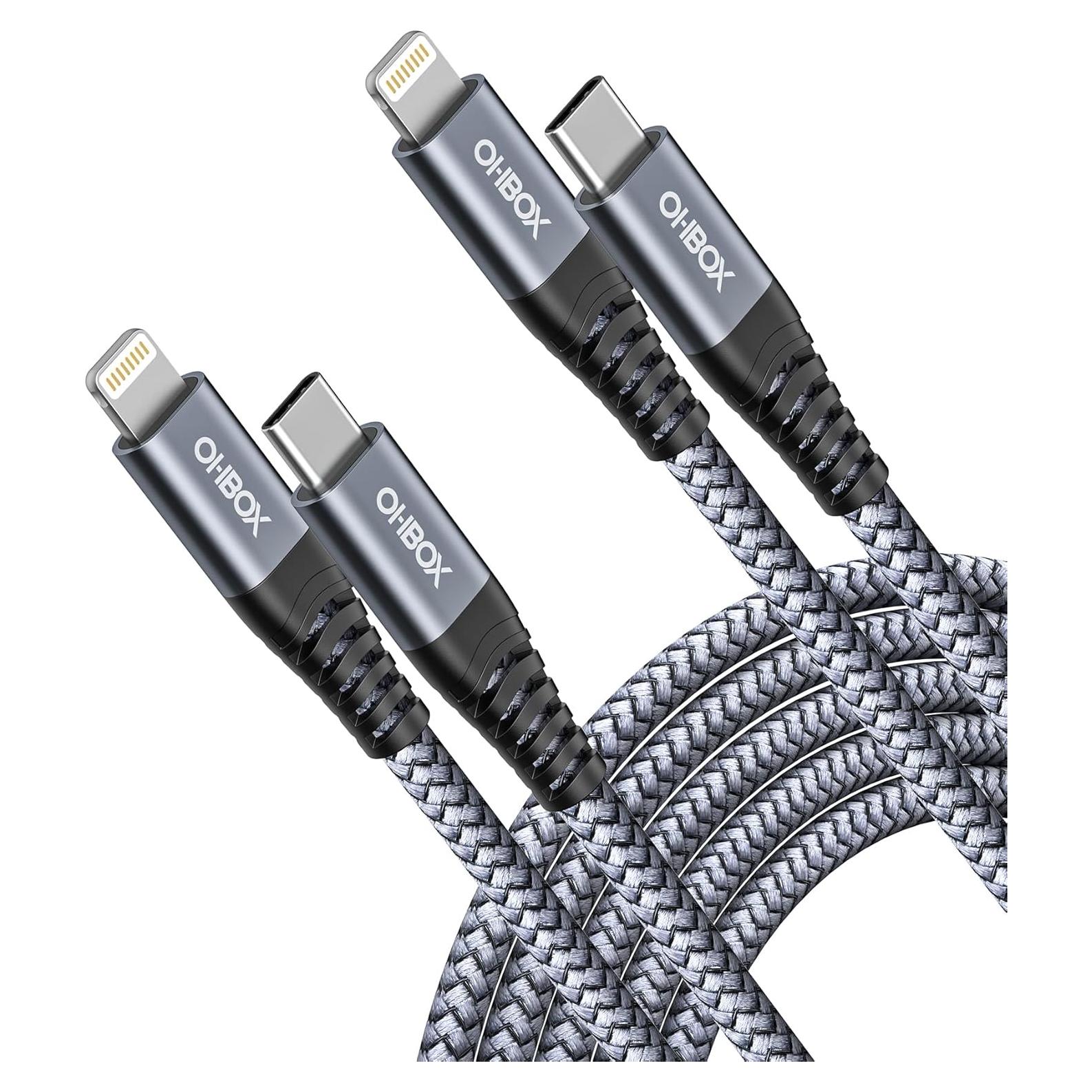 Cargador Rápido USB C a Lightning 10FT 2Pack ohbox