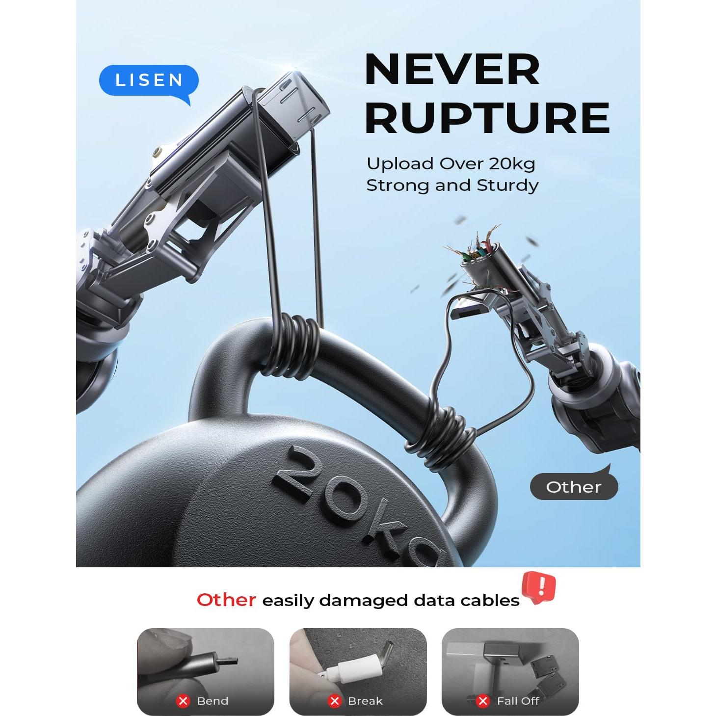 Cable USB C a Micro USB 1.0m LISEN 2-Pack Carga Rápida 2.4A