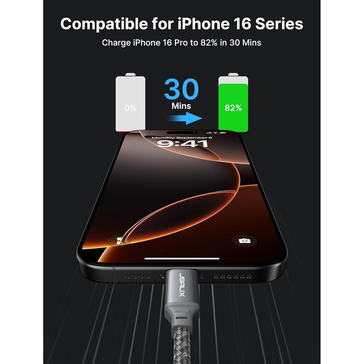 Cable USB C a USB C JSAUX 100W 15FT Carga Rápida 2-Pack