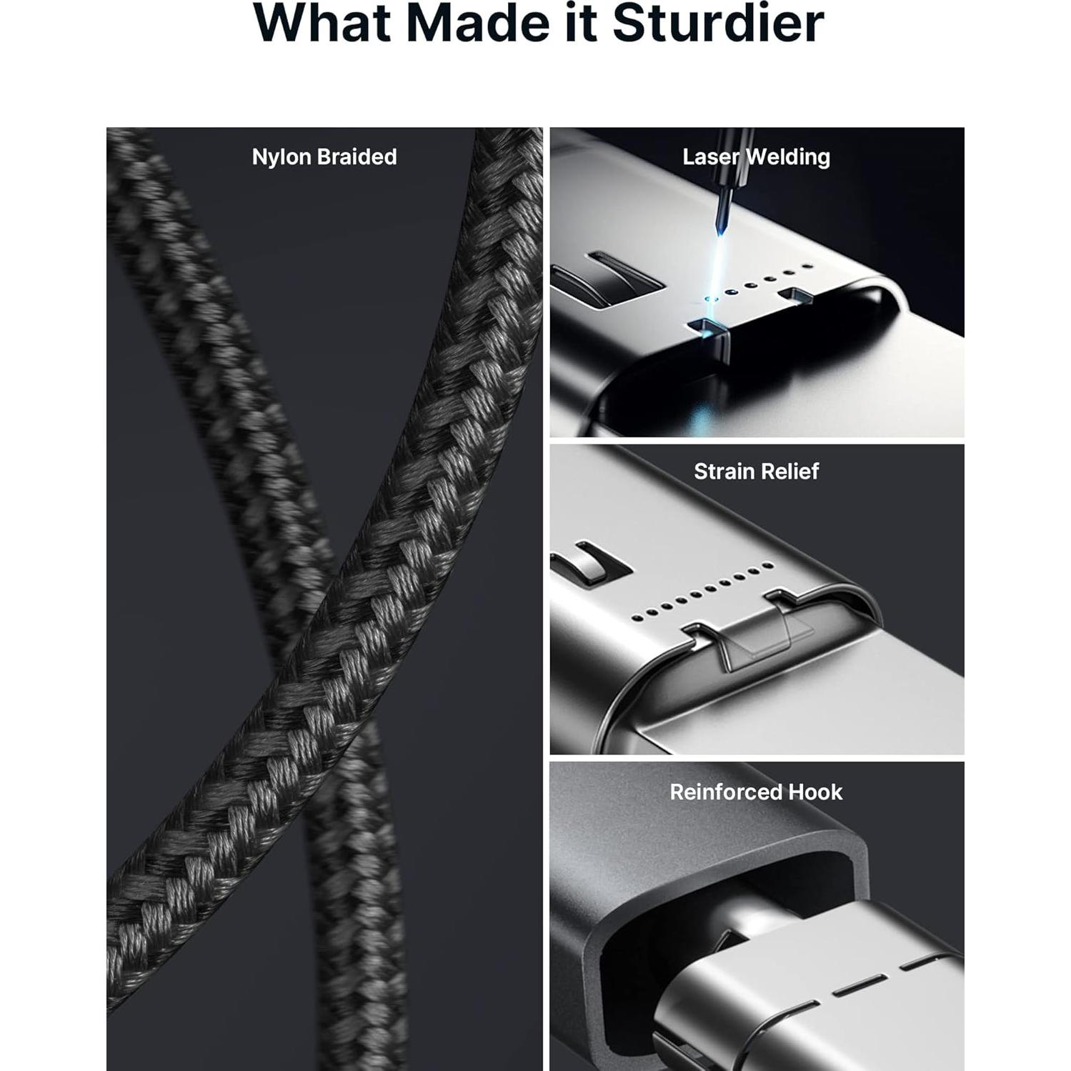 Cable USB C a USB C JSAUX 100W 15FT Carga Rápida 2-Pack