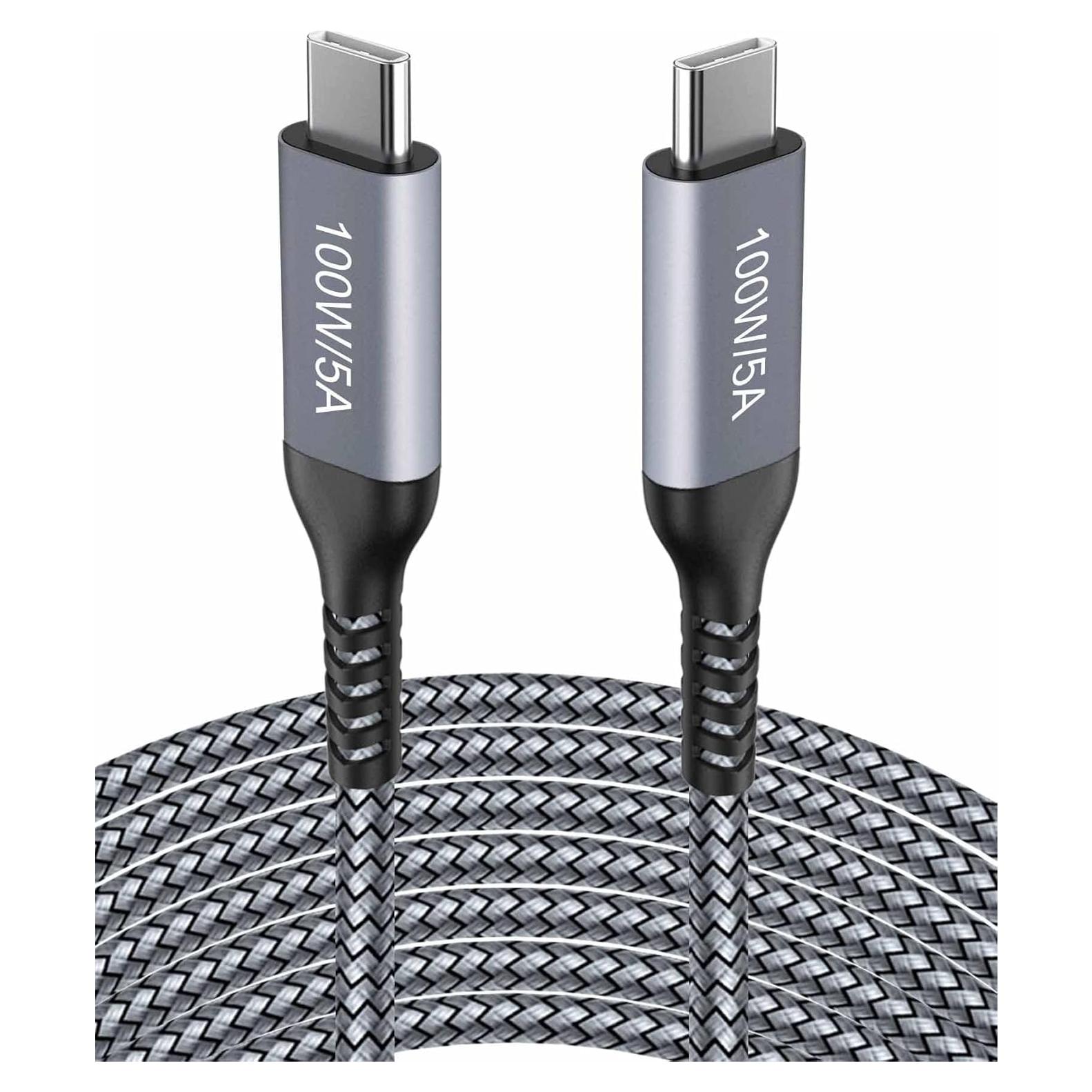 Cable USB C a USB C 15 pies 100W para iPhone 15 y Samsung