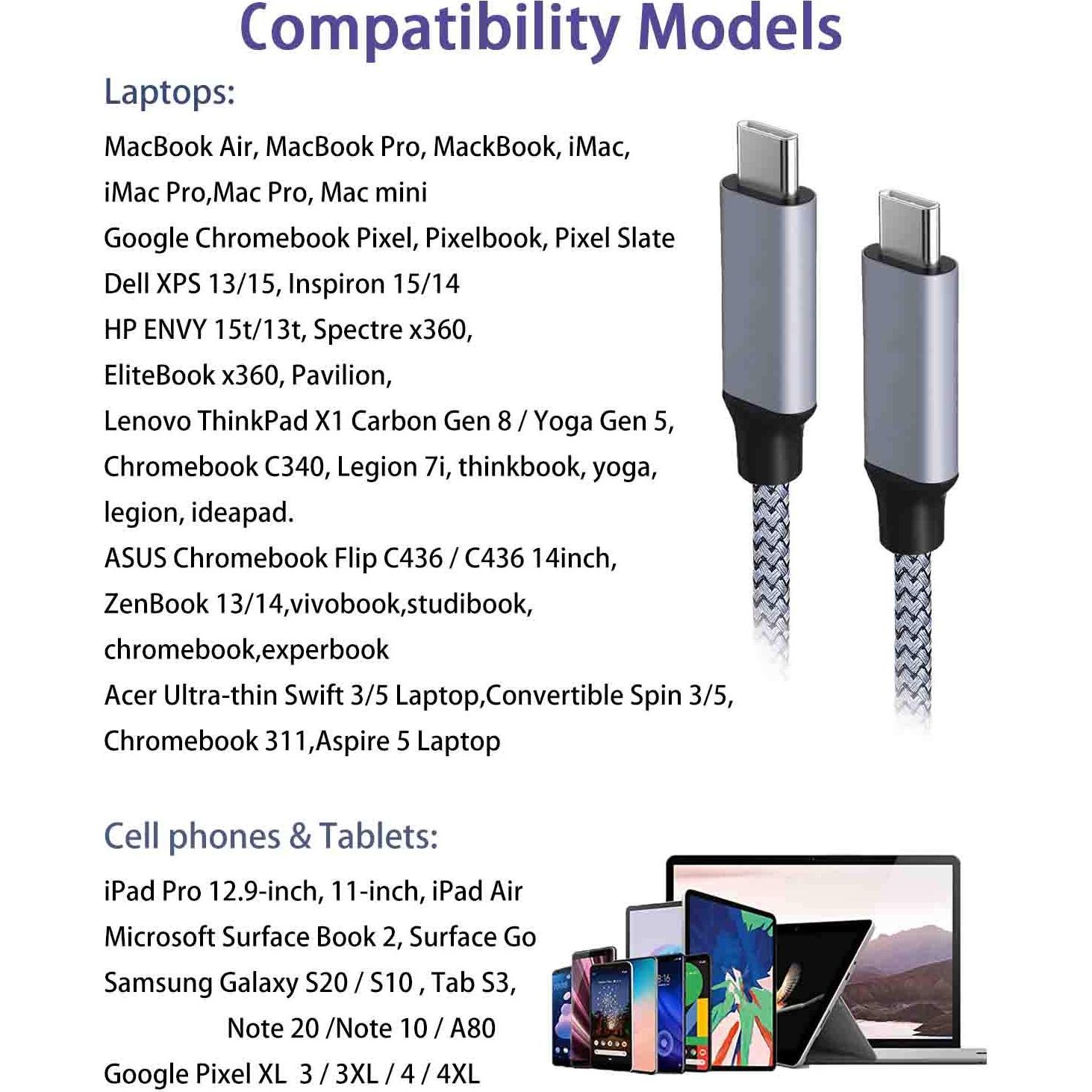 Cable USB C a USB C 15 pies 100W para iPhone 15 y Samsung