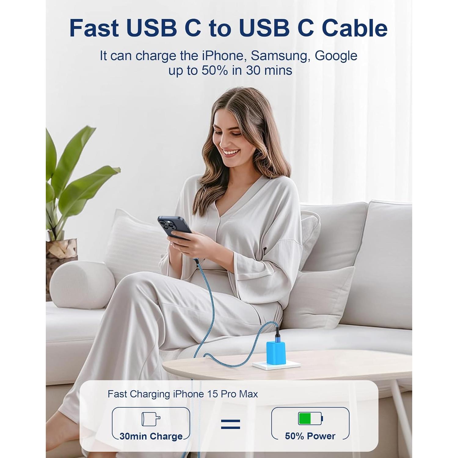 Cable de Carga Rápida USB C 10 Pies Ocbuo para iPhone 16