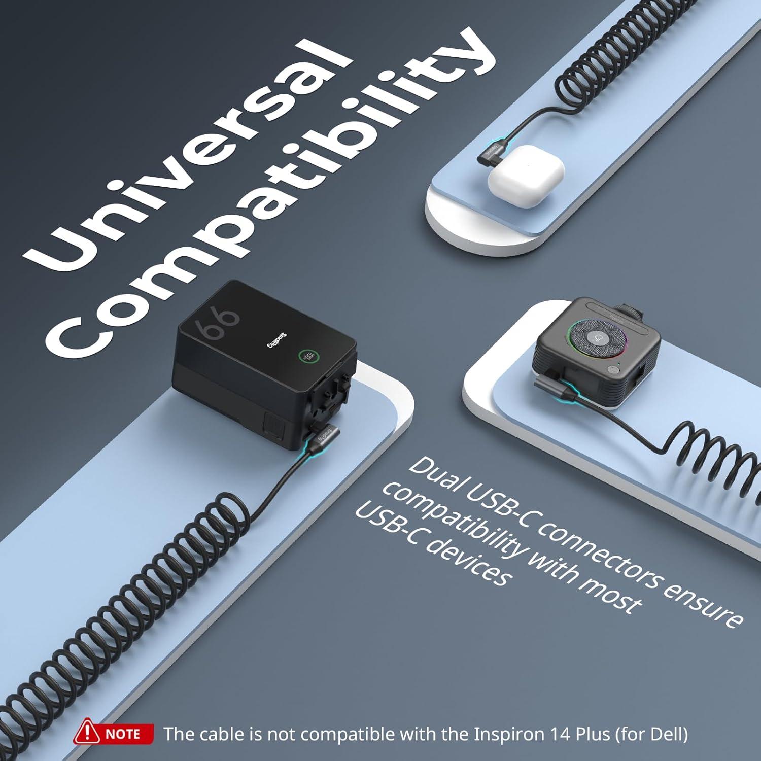 Cable USB C Enrollado 0.60m SmallRig 20Gbps Carga Rápida