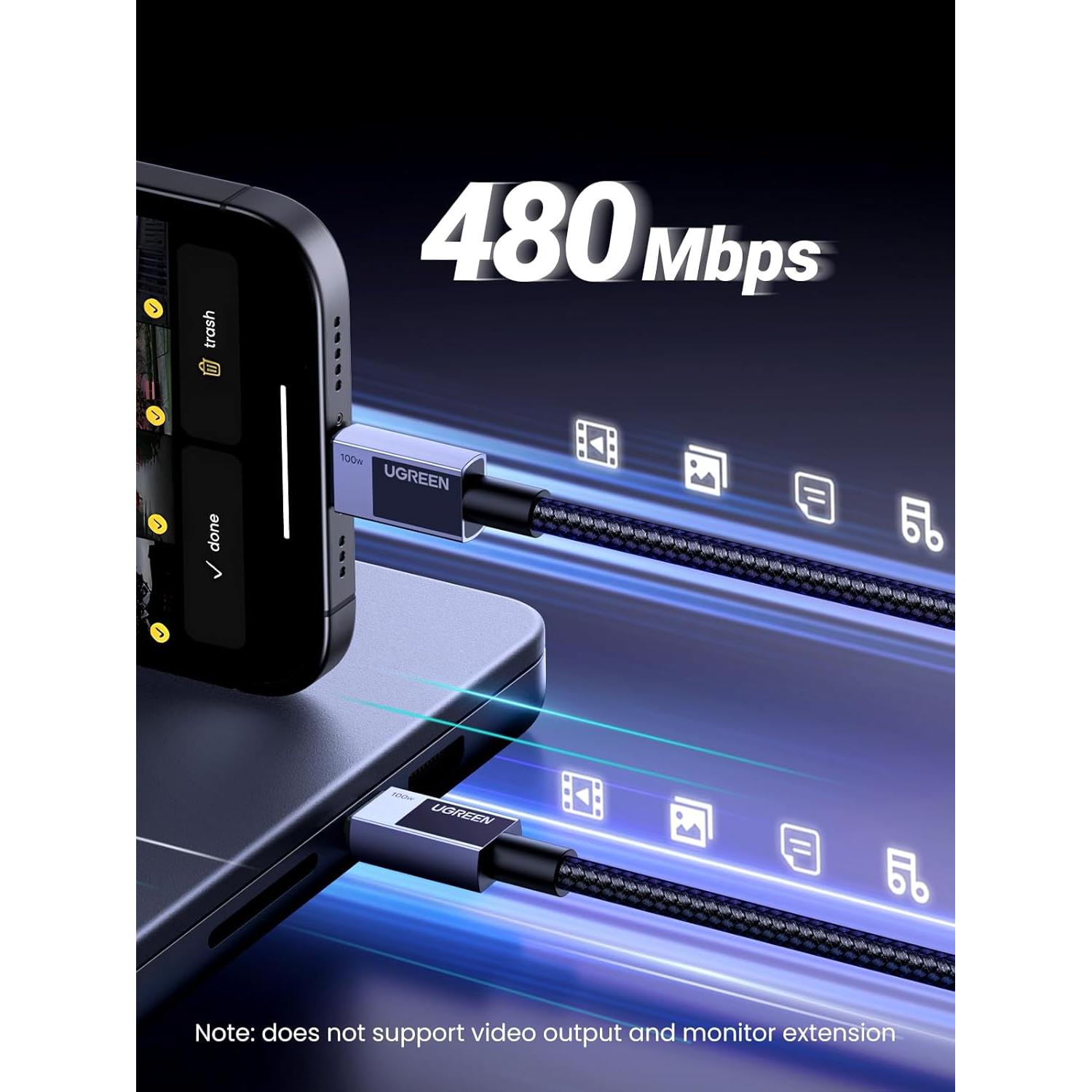 Cable USB C a USB C UGREEN 3.05m Carga Rápida 100W