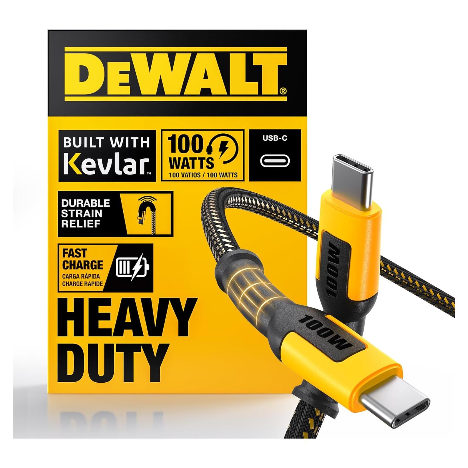 Cable USB C DEWALT 100W 1.22m Carga Rápida PD Tipo-C