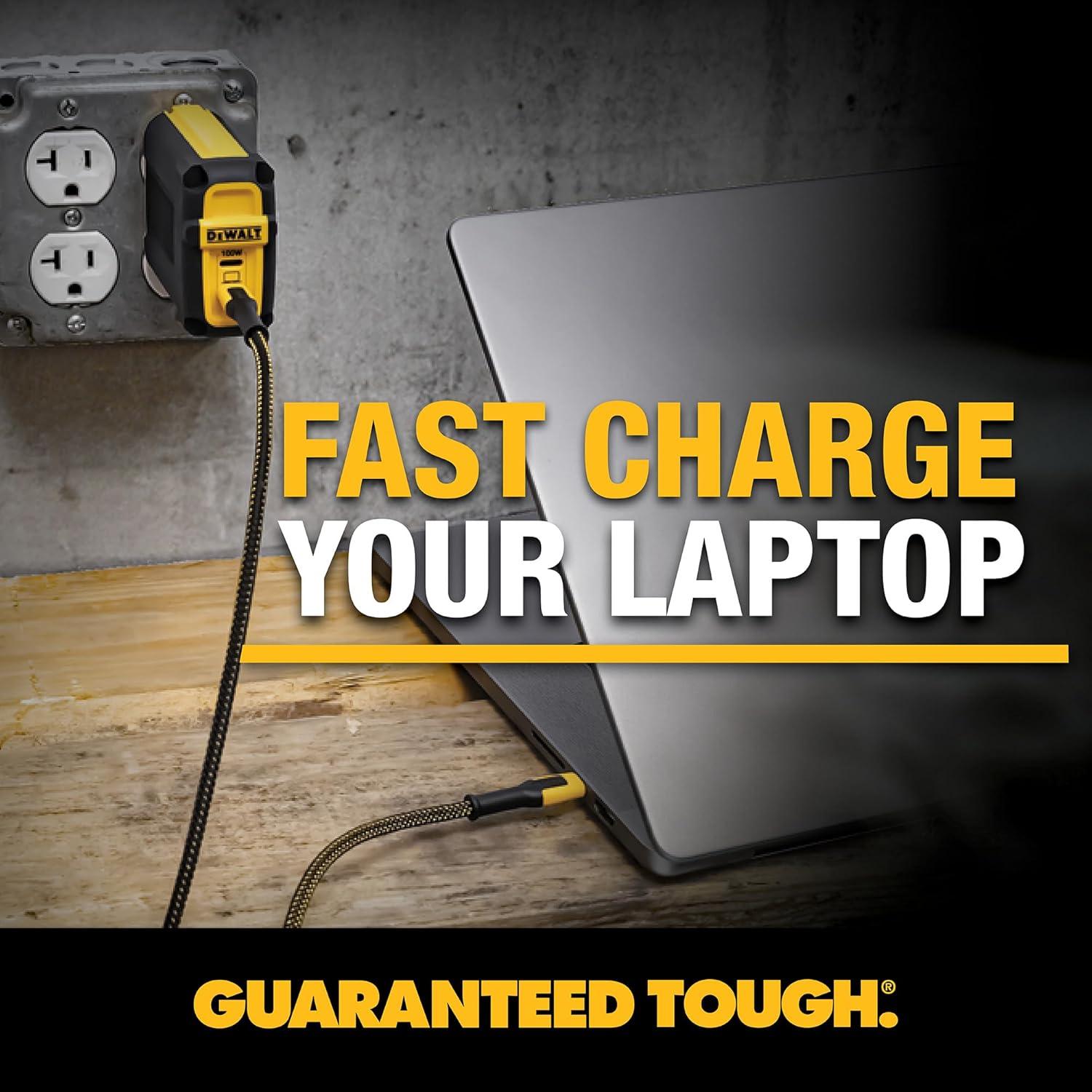 Cable USB C DEWALT 100W 1.22m Carga Rápida PD Tipo-C