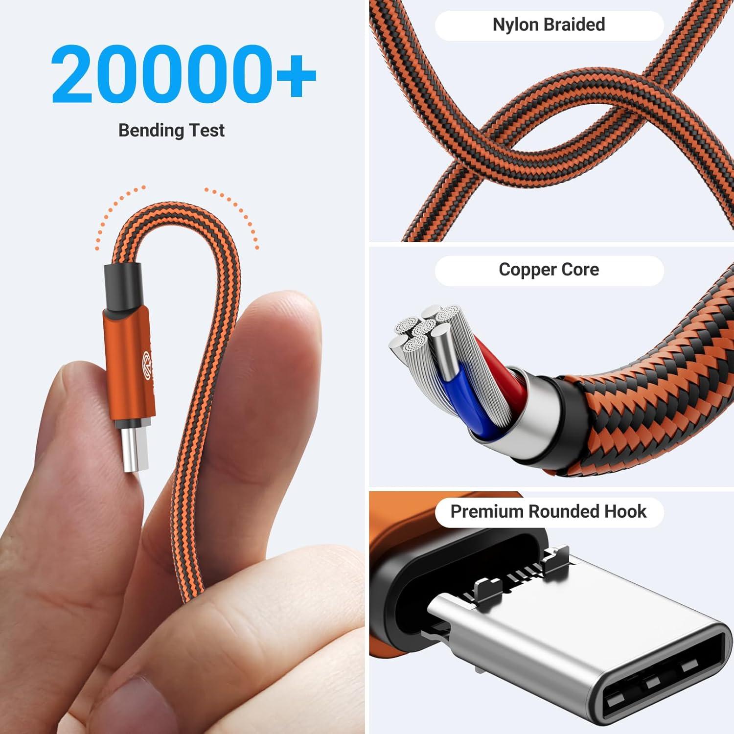 Cable USB C 4 Piezas 3 Metros Aurnoet Carga Rápida 60W