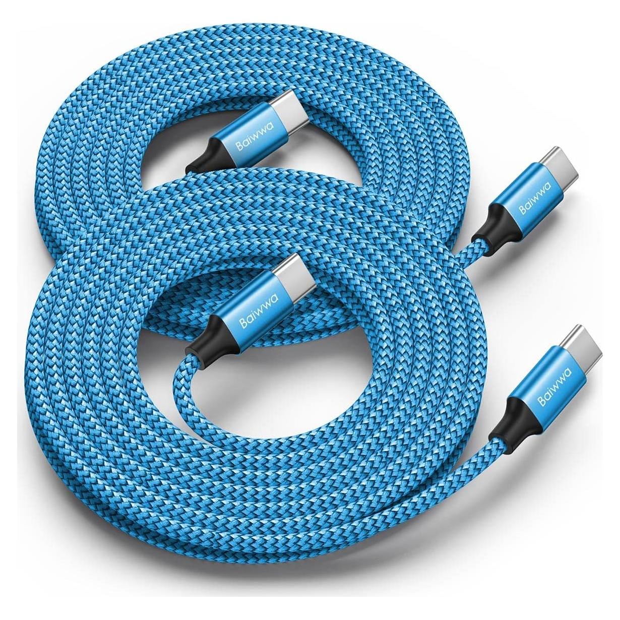 Cable USB C a C 3.05m Baiwwa 60W Carga Rápida 2 Unidades