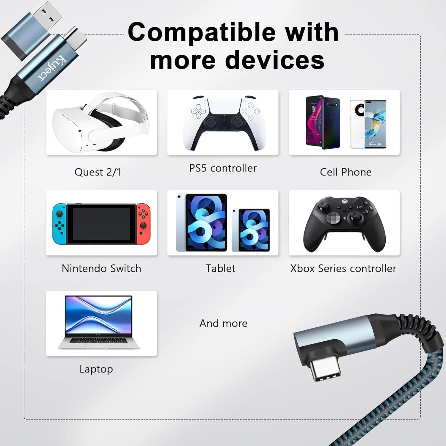 Cable de enlace Kuject 6.1m USB 3.0 tipo C para Quest 2/Pro