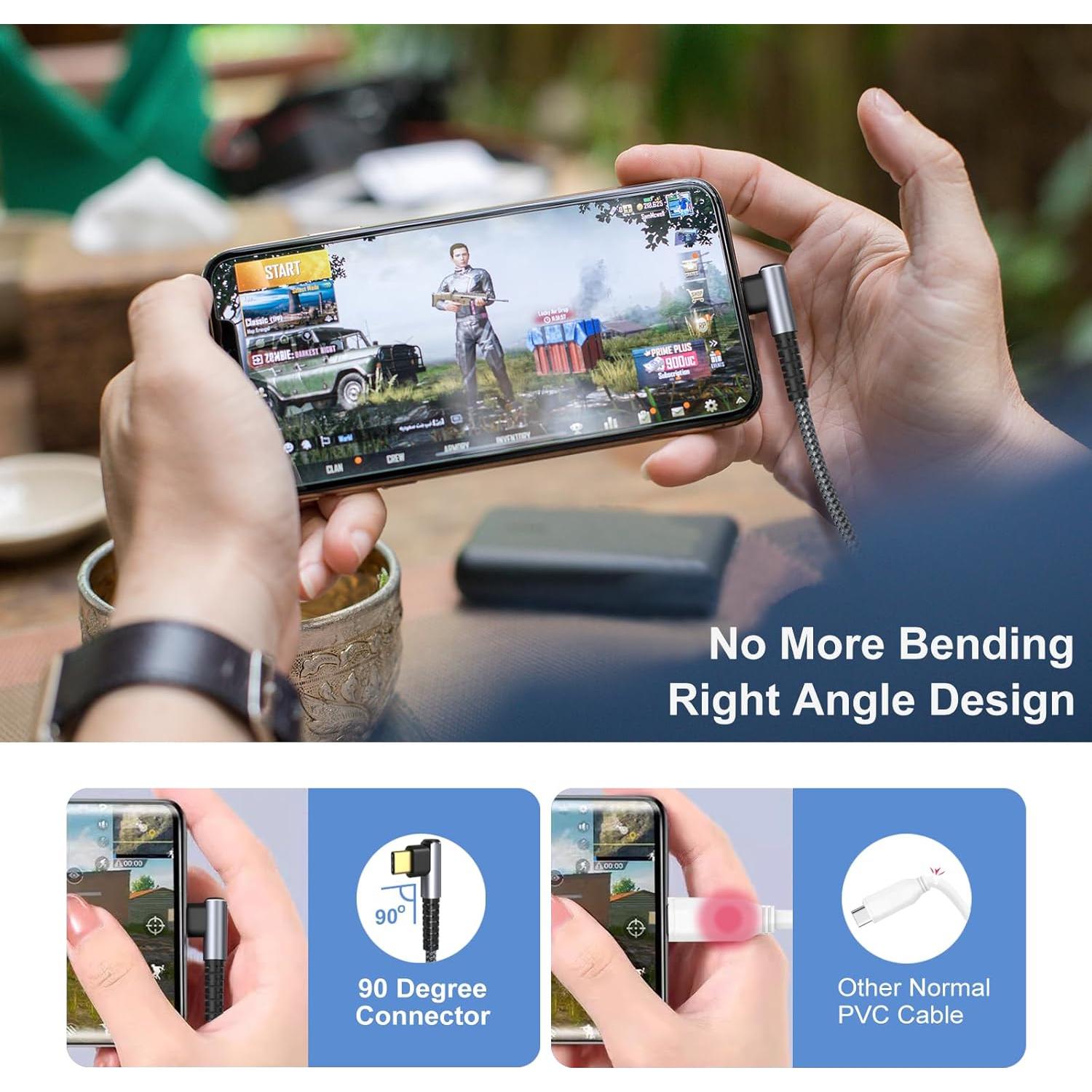 Cable USB C a USB C OKRAY 3m 60W Carga Rápida 90 Grados