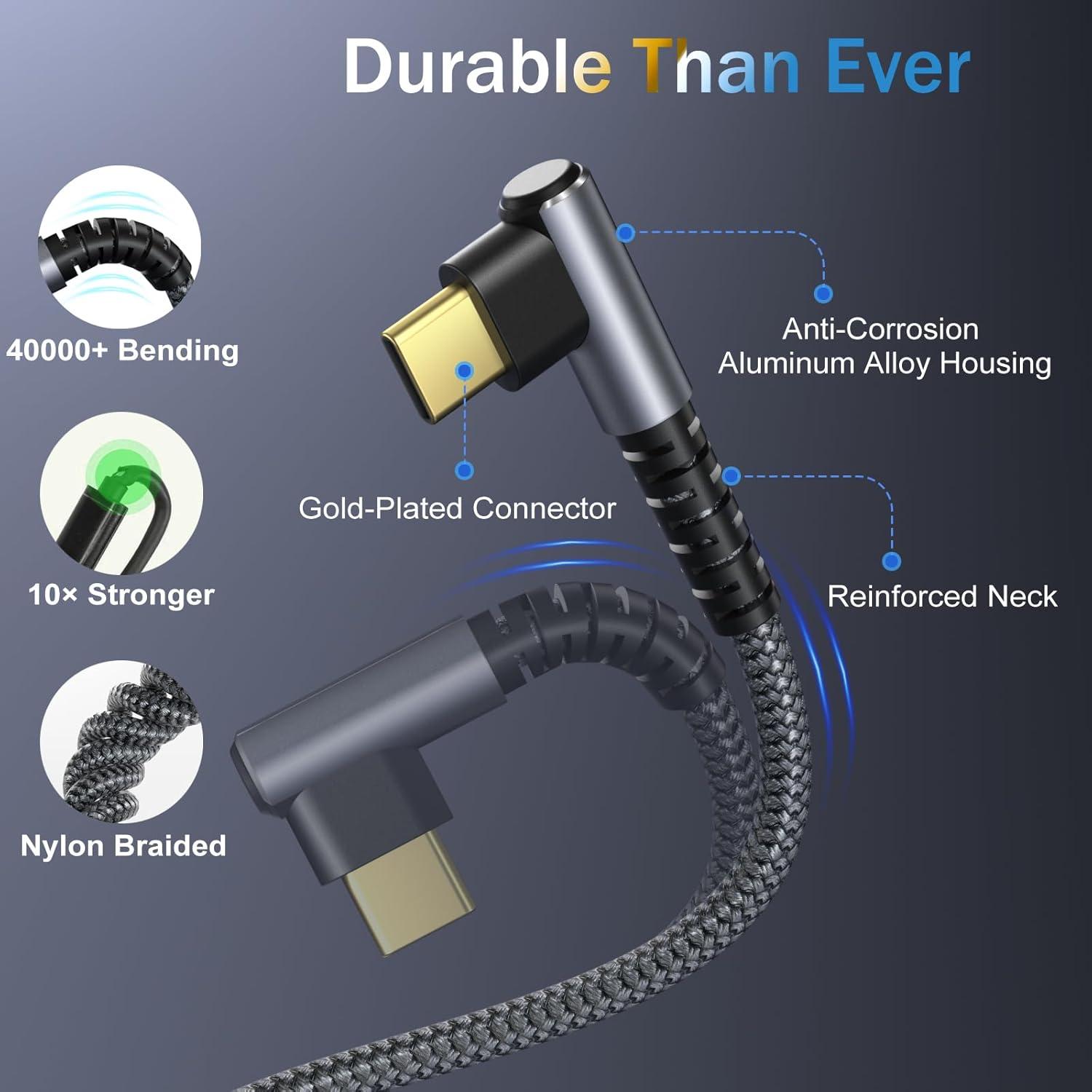 Cable USB C a USB C OKRAY 3m 60W Carga Rápida 90 Grados