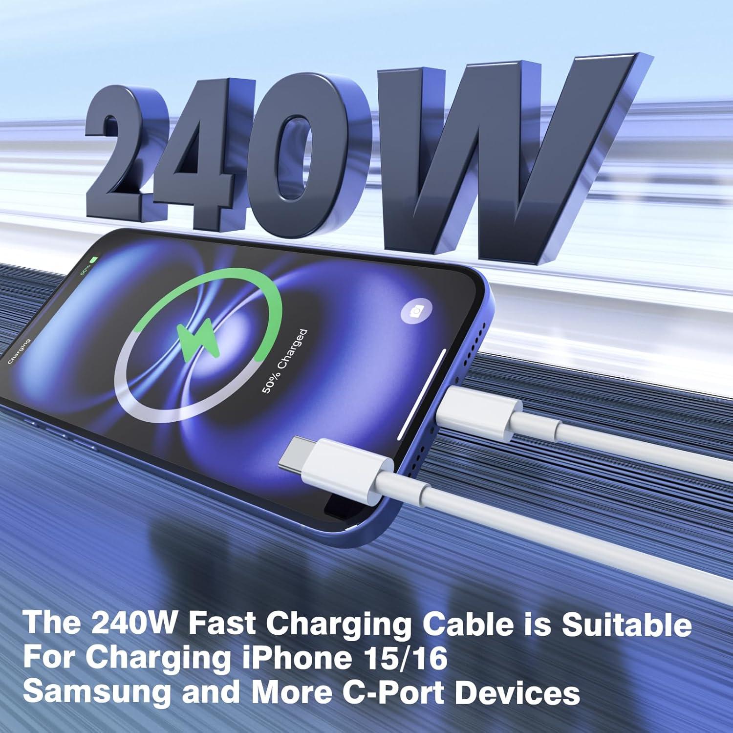 Cable USB C a USB C QZIIW 240W Carga Rápida 3/6/10FT