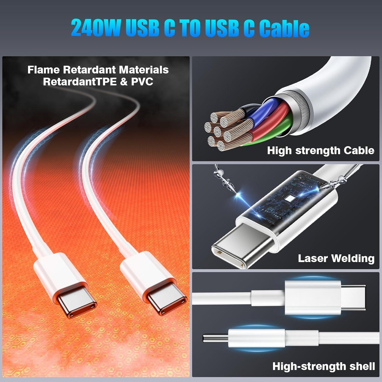 Cable USB C a USB C QZIIW 240W Carga Rápida 3/6/10FT