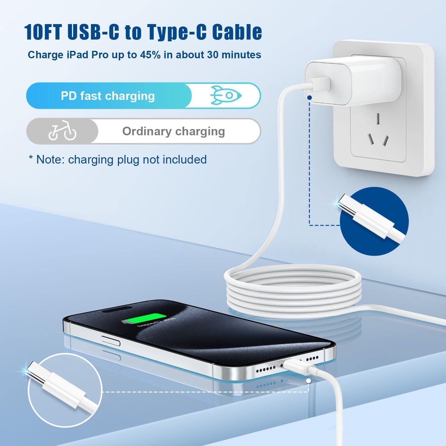 Cable de carga rápida USB C a C 3m Pukerehab 60W