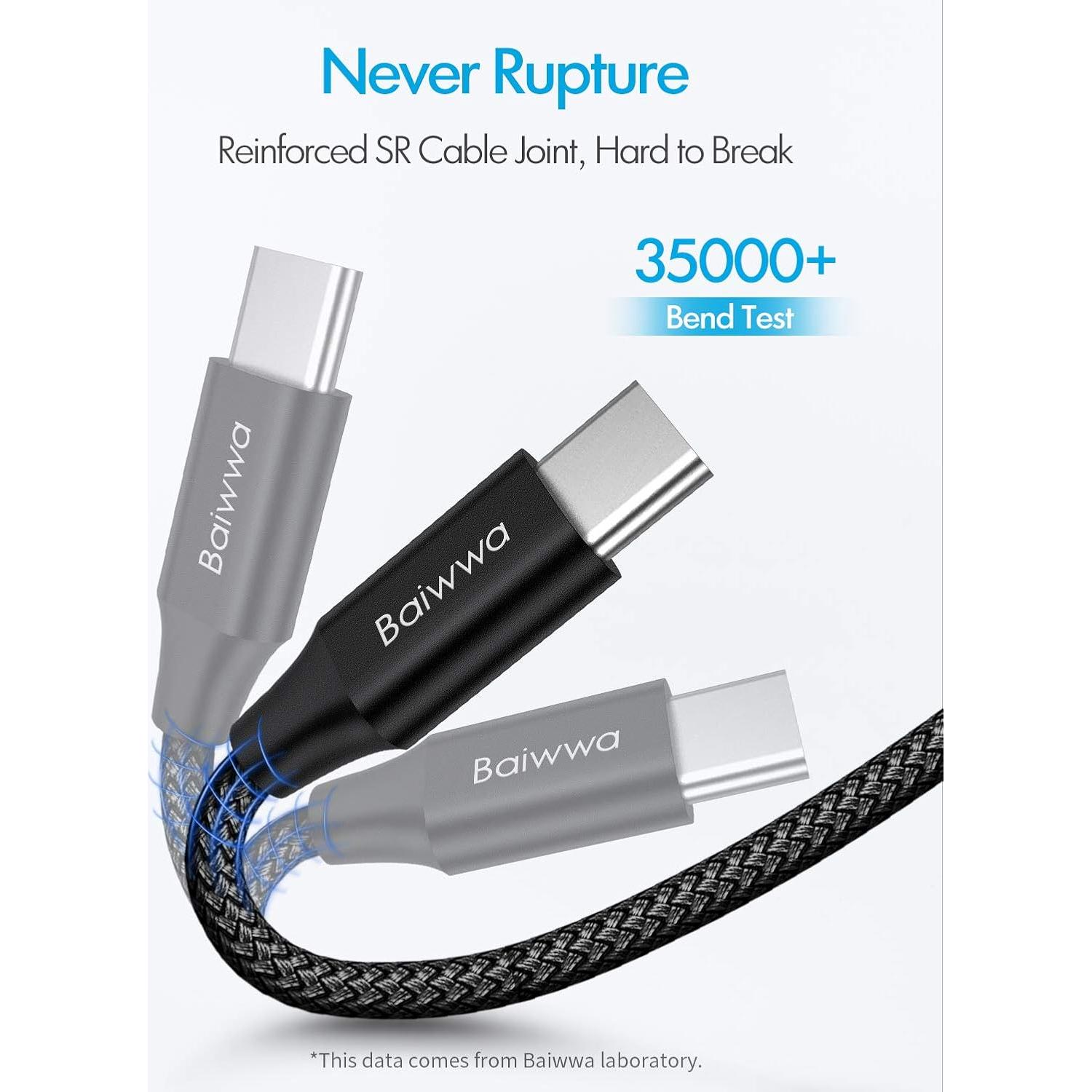 Cable USB C 6m Baiwwa Trenzado Nylon Cargador Rápido