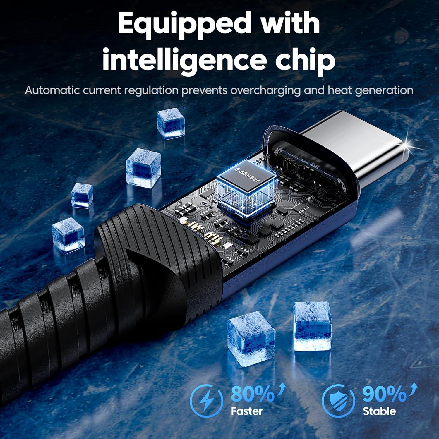 USB C Cable [2Pack, 10ft] 240W Fast Charging Type C Cord, Nylon Braided USB 2.0 Cable for iPhone 17 16 15 Pro Plus Pro Max Air, iPad Pro, Samsung Galaxy S25 S24, Switch, MacBook Pro, Pixel