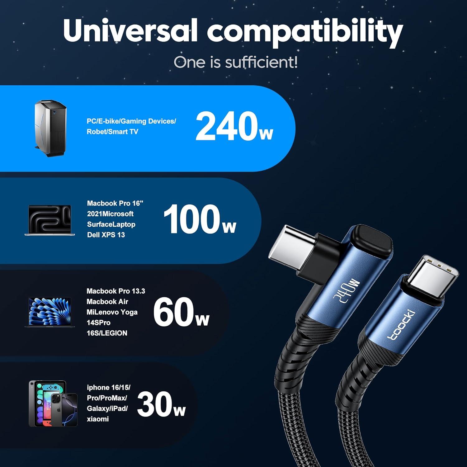 USB C Cable [2Pack, 10ft] 240W Fast Charging Type C Cord, Nylon Braided USB 2.0 Cable for iPhone 17 16 15 Pro Plus Pro Max Air, iPad Pro, Samsung Galaxy S25 S24, Switch, MacBook Pro, Pixel