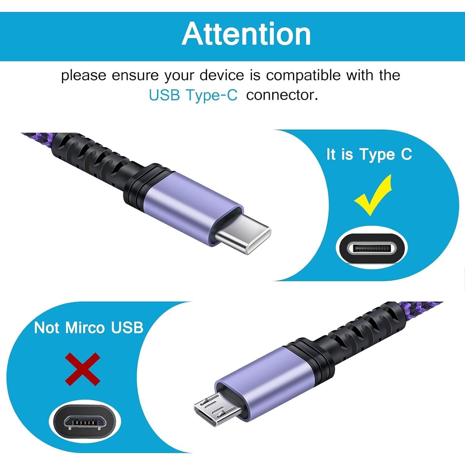 Cable de carga rápida USB Tipo C Samsung 3.05 m púrpura