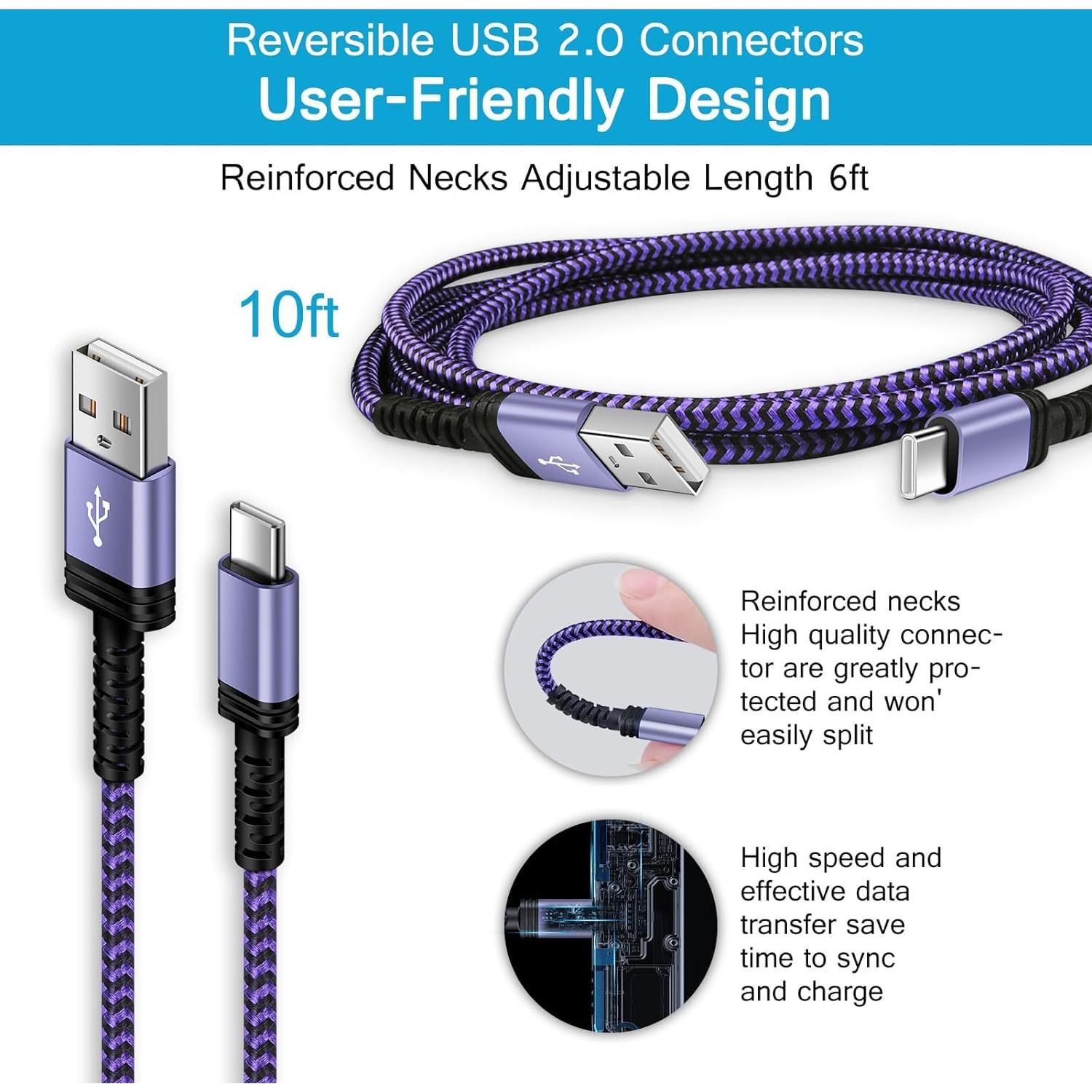 Cable de carga rápida USB Tipo C Samsung 3.05 m púrpura