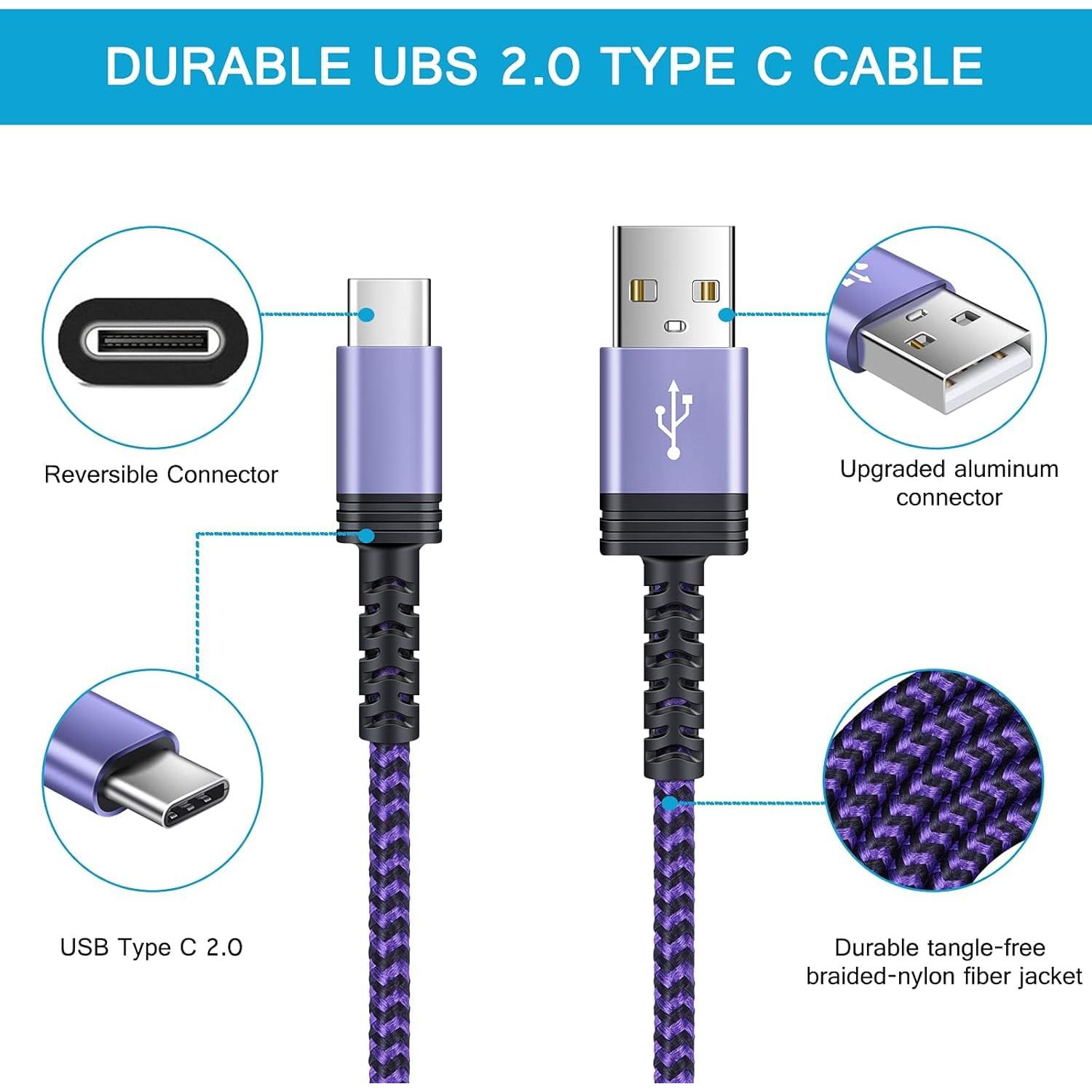 Cable de carga rápida USB Tipo C Samsung 3.05 m púrpura