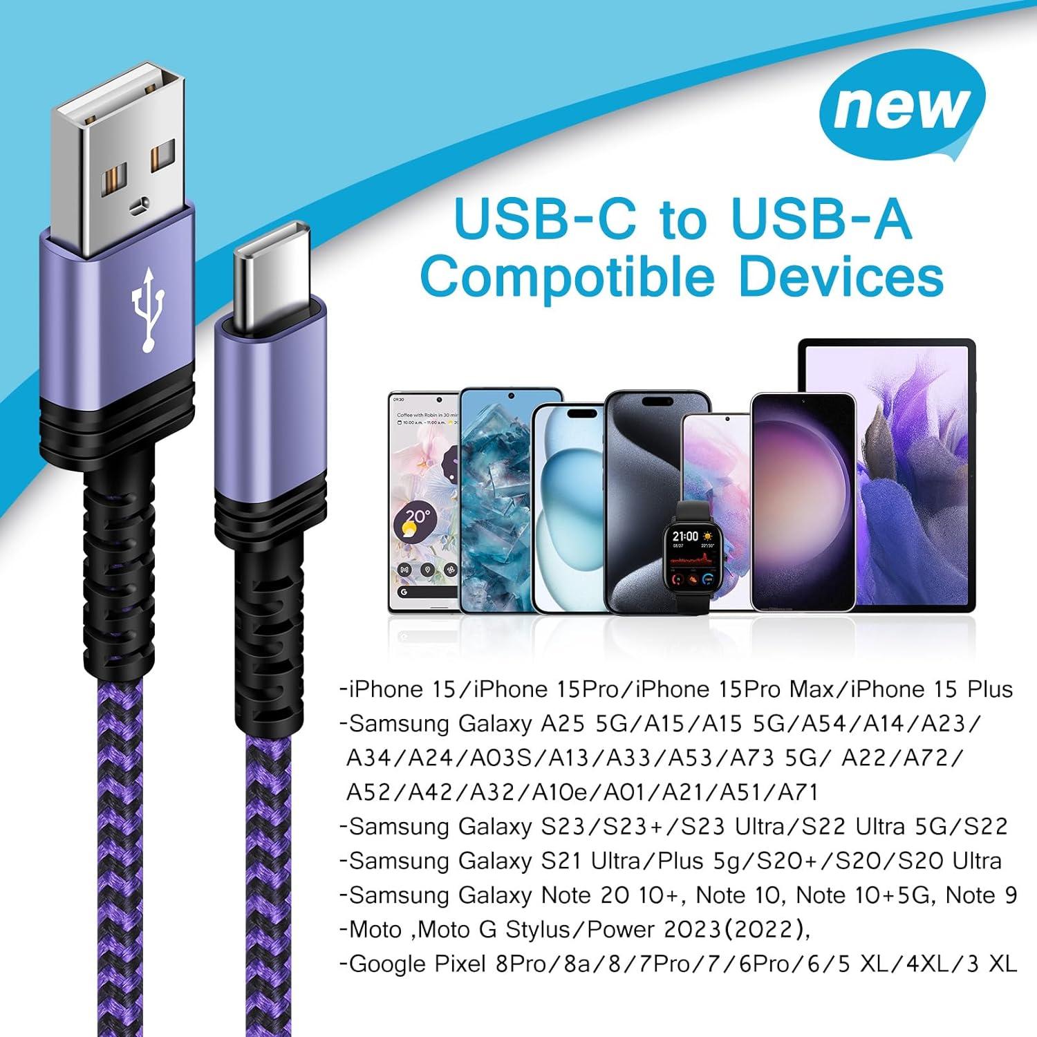 Cable de carga rápida USB Tipo C Samsung 3.05 m púrpura