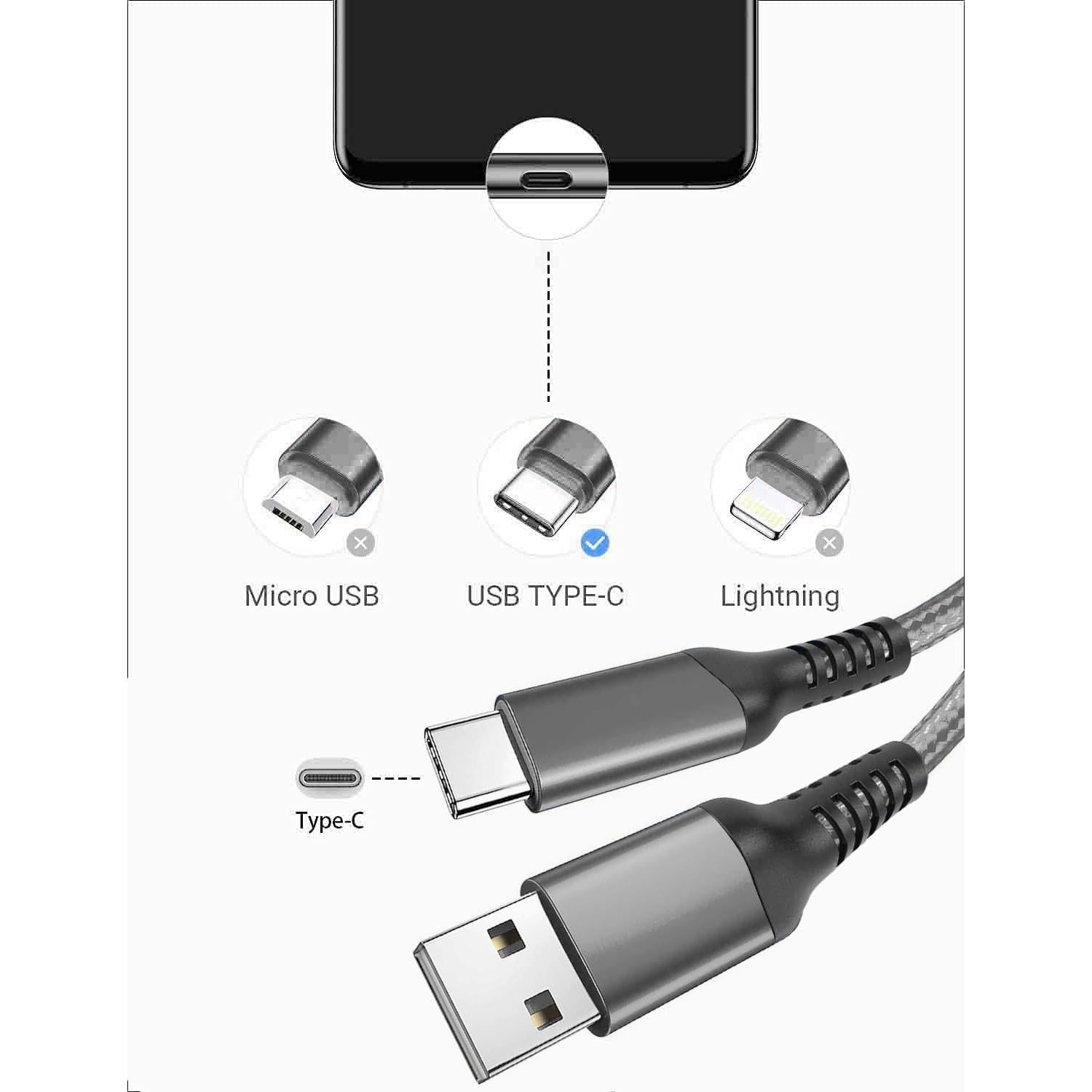 Cable de Carga Rápida USB Tipo C Awnuwuy 10FT Gris