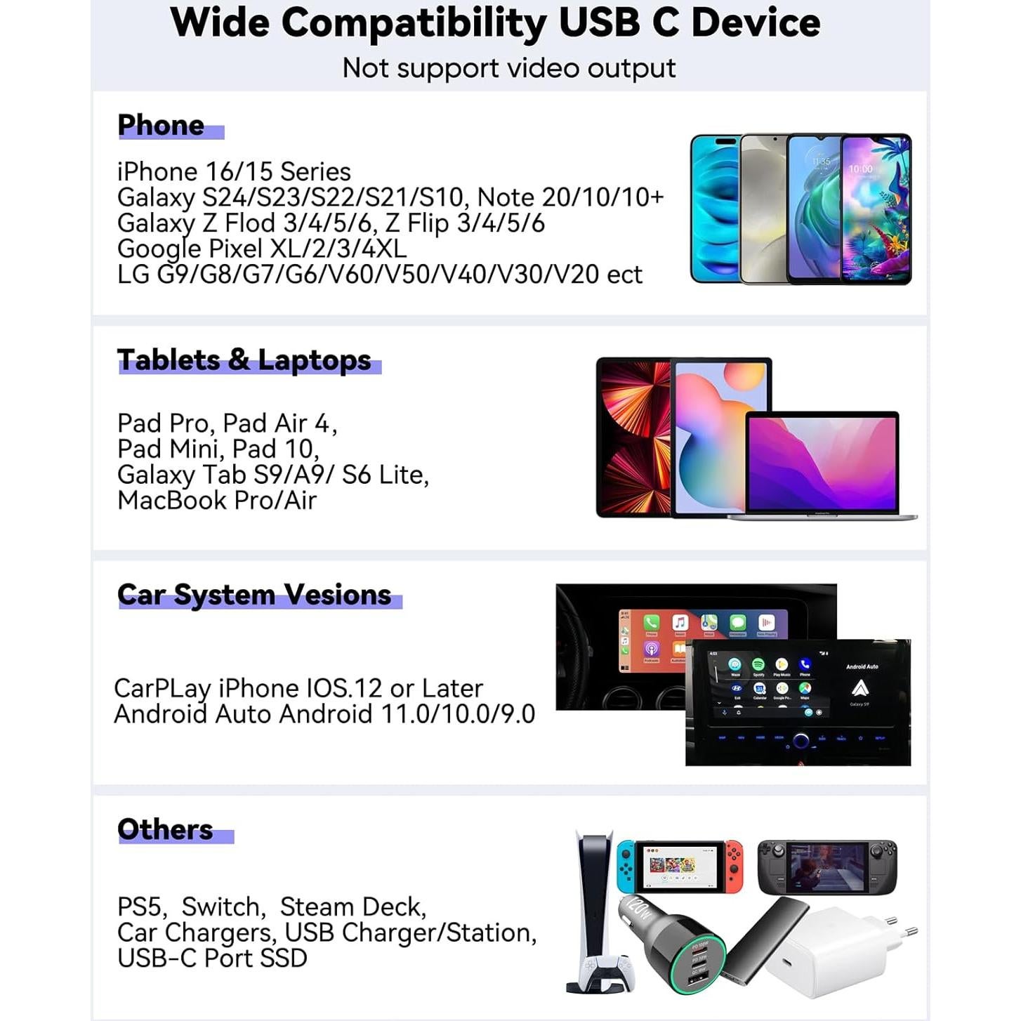 Cable USB C 4.57m CLAVOOP Carga Rápida 23W Trenzado Negro