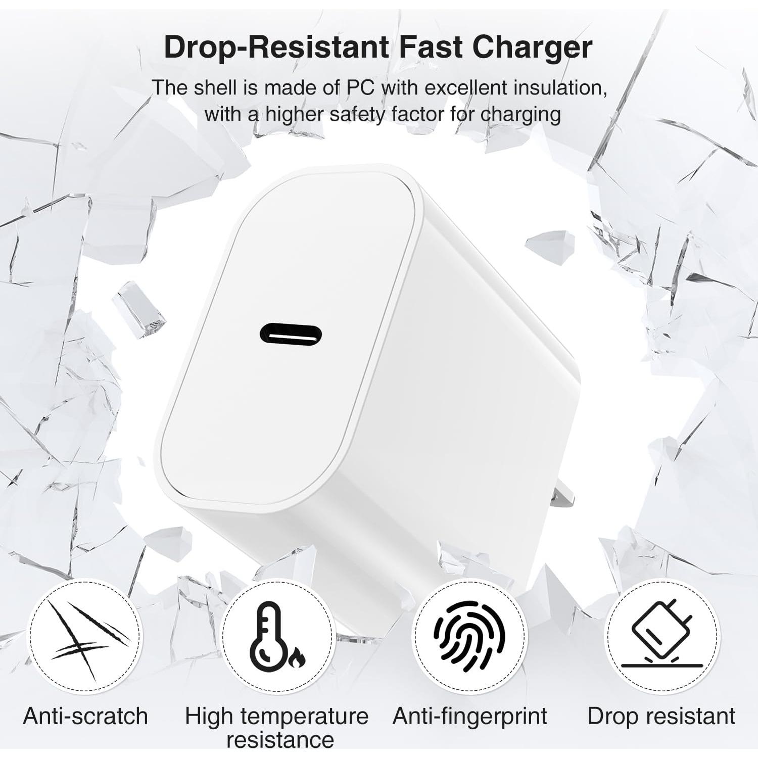 Cargador Rápido USB C 20W para iPhone 16/15 y iPad Pro 12.9