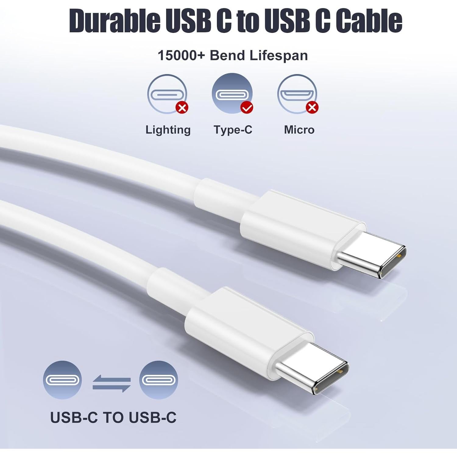 Cargador Rápido 20W USB C para iPhone 16/15, Cable 3m
