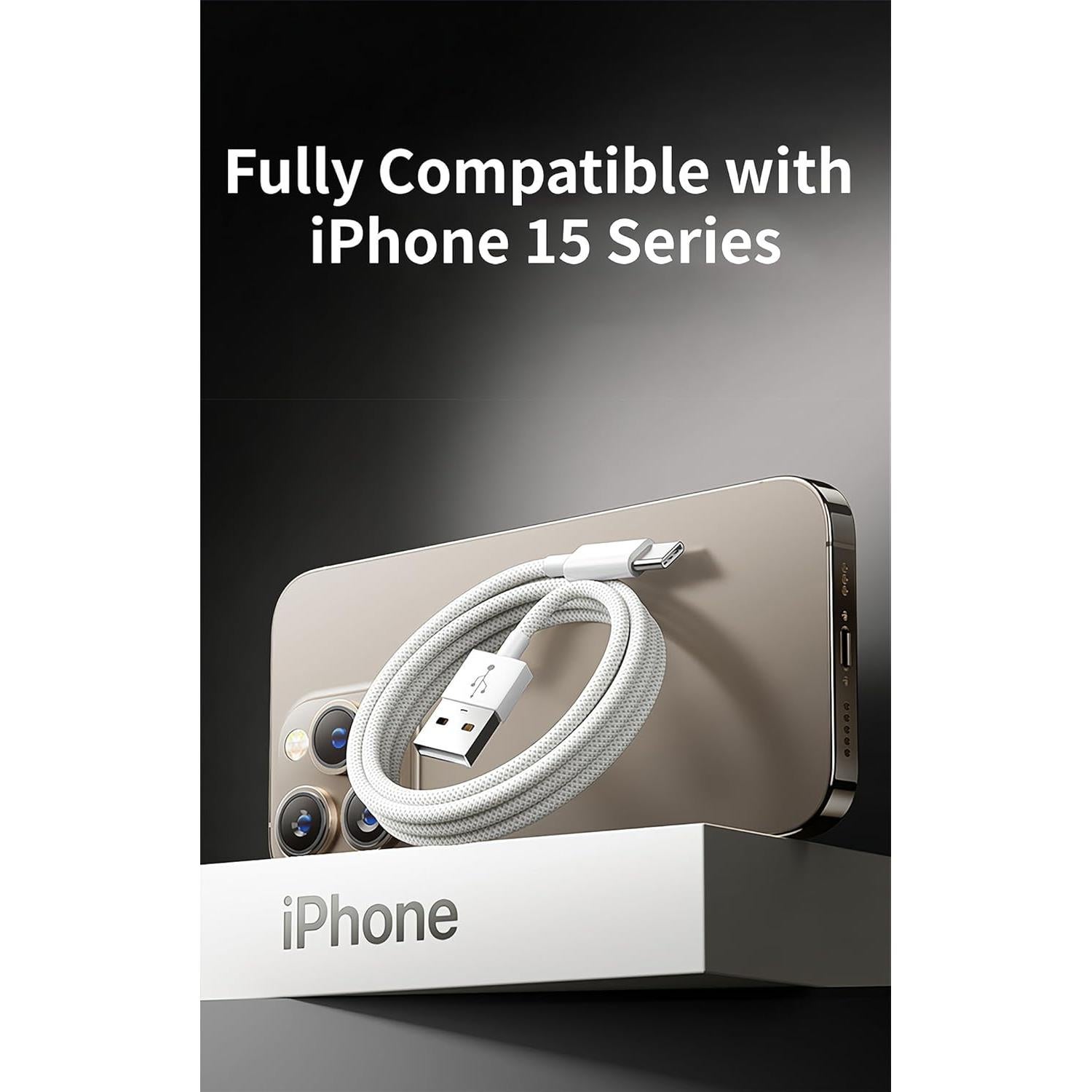 Cable USB-C trenzado 3 m Somzu 2-Pack Carga Rápida iPhone 16