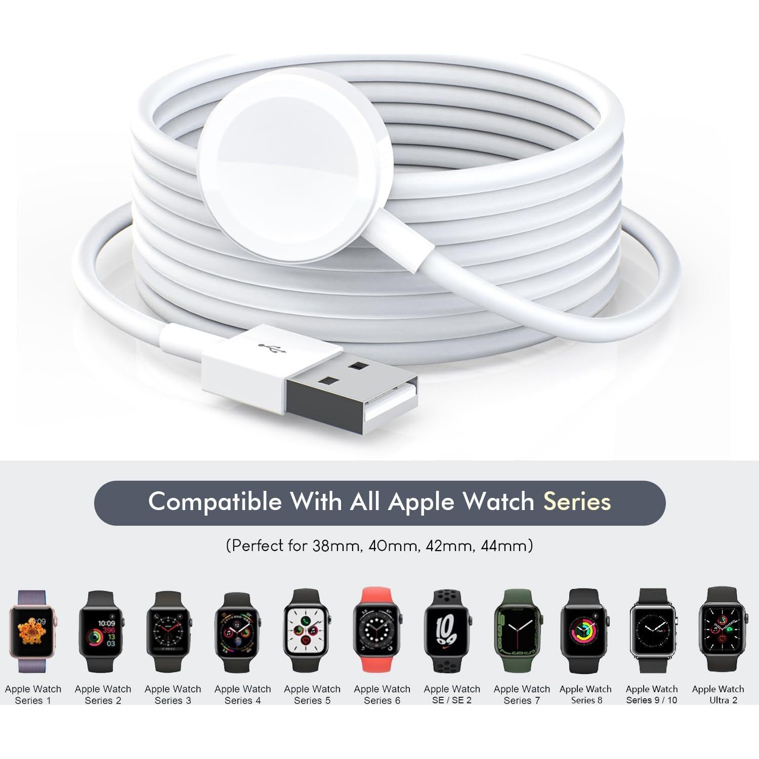 Cargador Rápido para Apple Watch 2M Blanco - 2 Paquetes