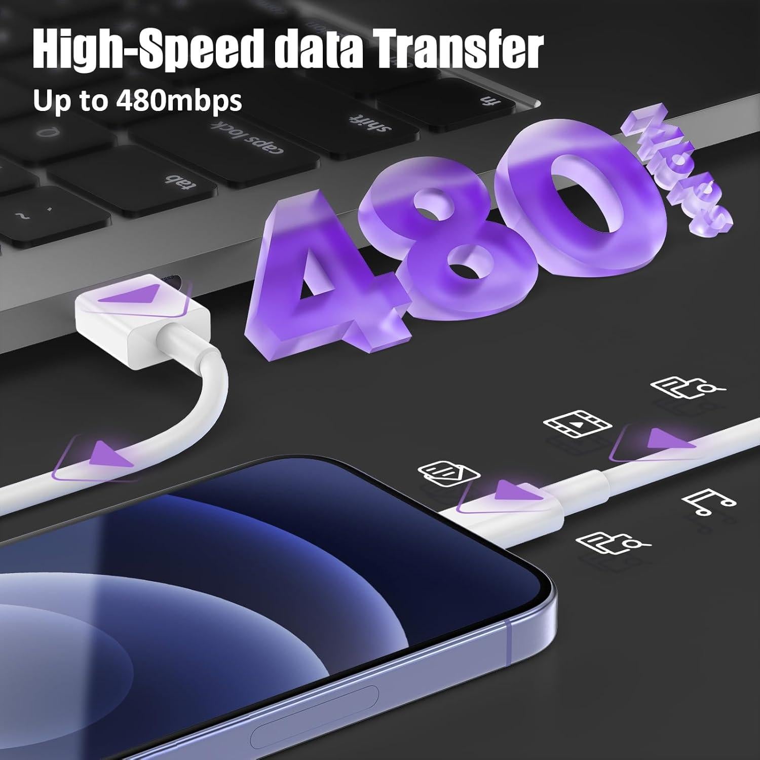 Cable USB a Lightning Essri 3Pack 10 pies Carga Rápida