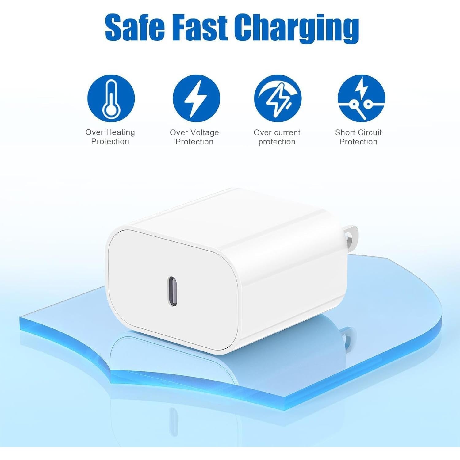 Cargador Rápido Jeenek 20W USB C + Cable 3m Blanco