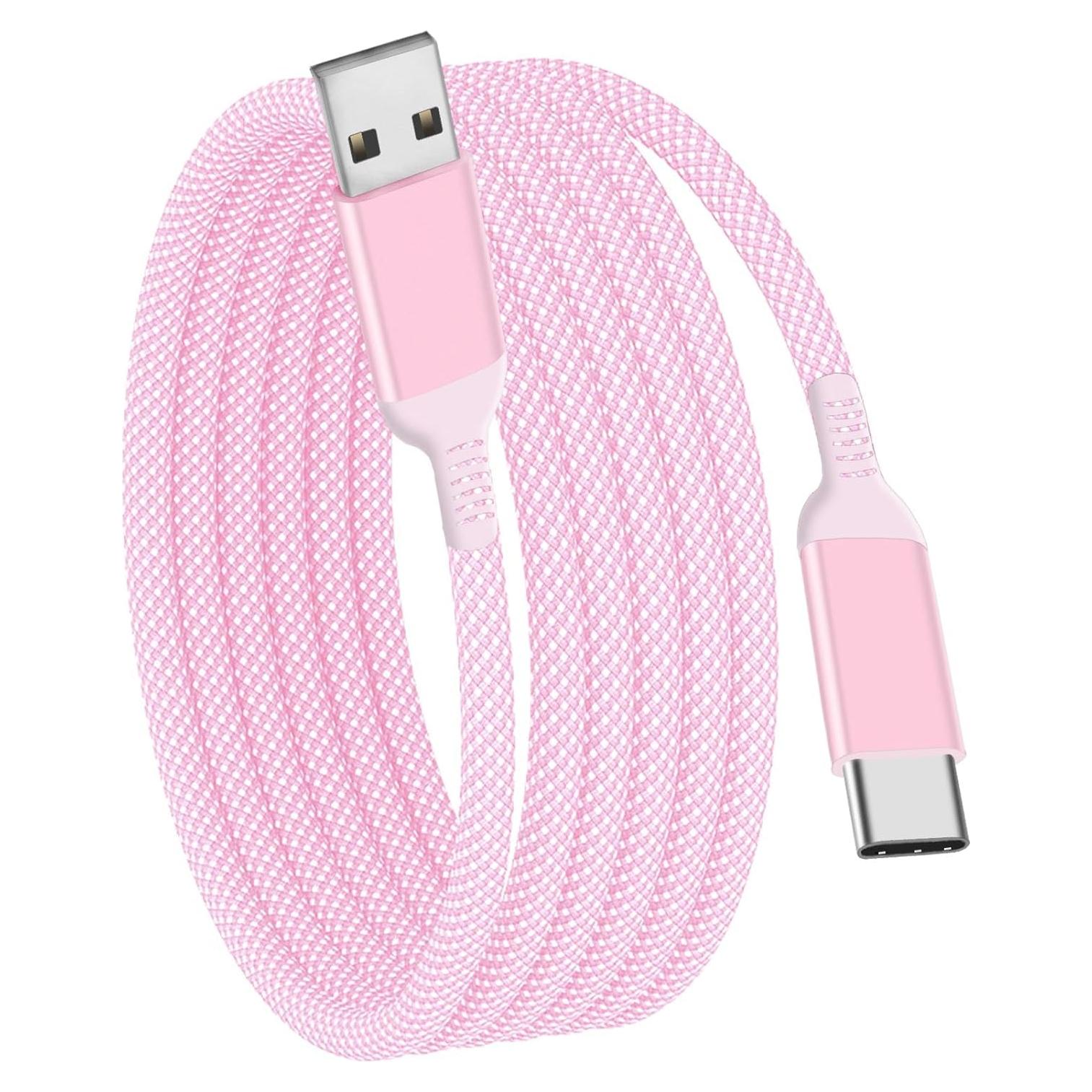 Cable USB C 8m Grtoeud Rosa, Carga Rápida 5V/3A