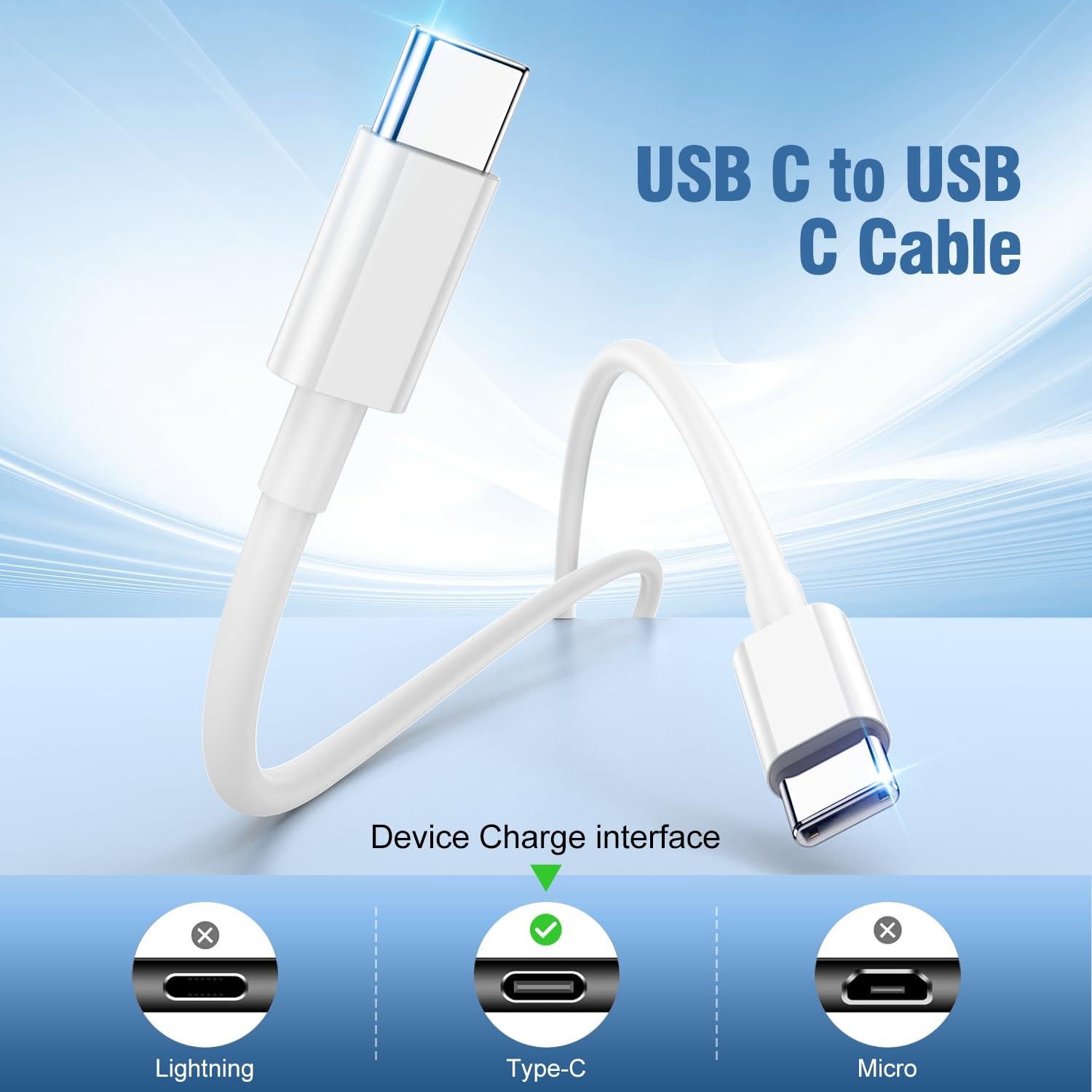 Cargador Rápido USB C 20W Apple con Cable 10FT Blanco