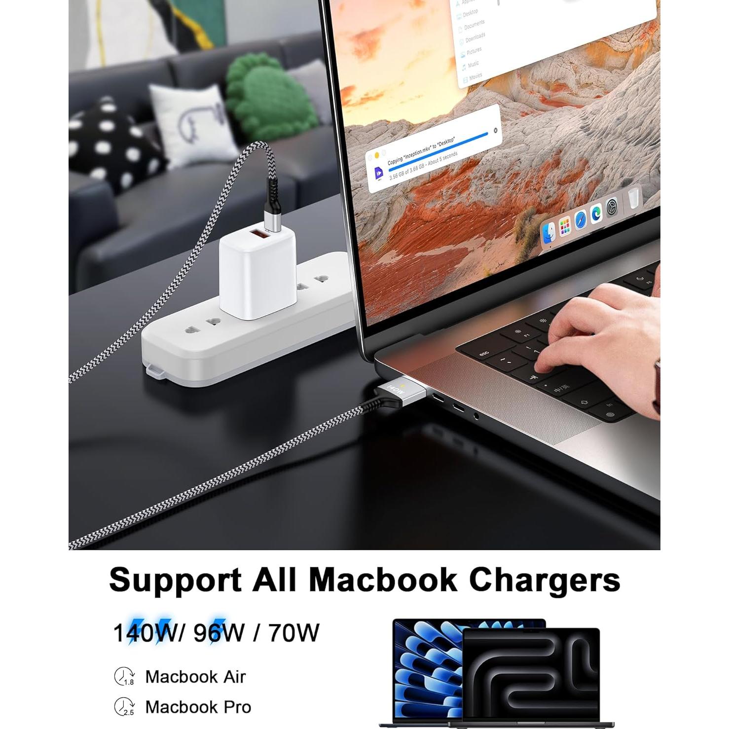 Cable de Carga USB-C a MagSafe 3 140W para MacBook Pro/Air