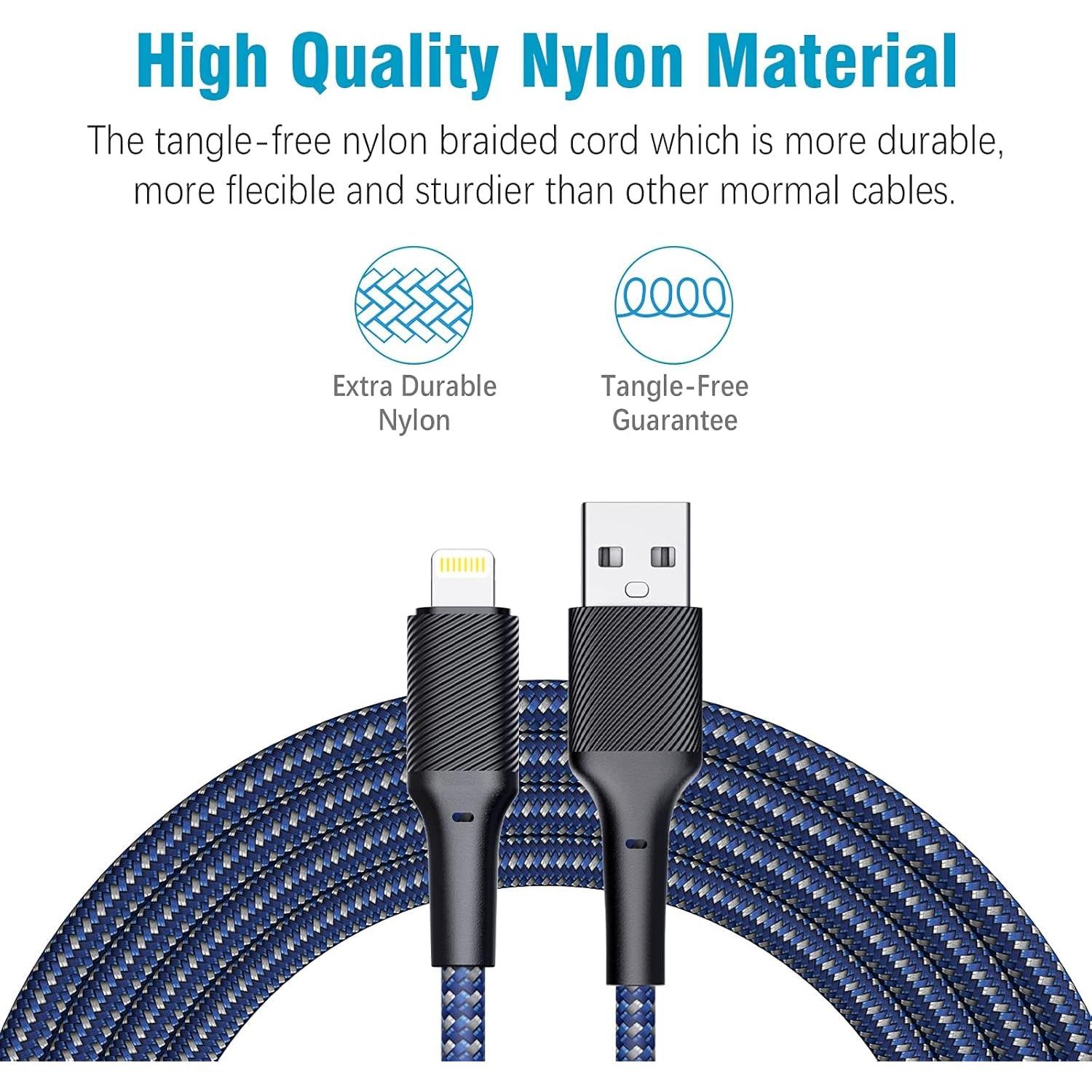 Cable de Carga Lightning ZMHPJQ 3m 5Pack para iPhone y iPad
