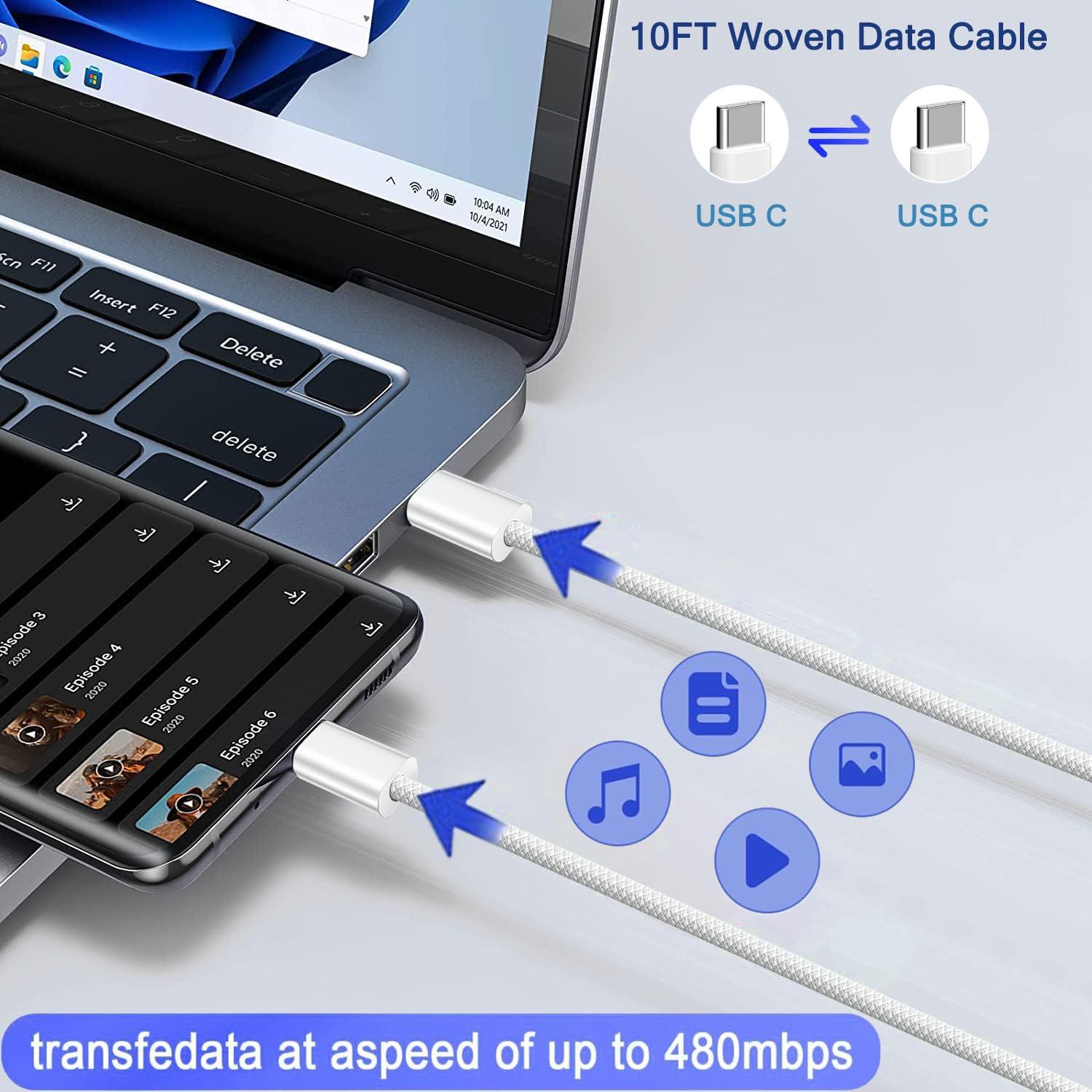 Cargador Rápido Doble USB C 20W + Cable Trenzado 3m para iPhone